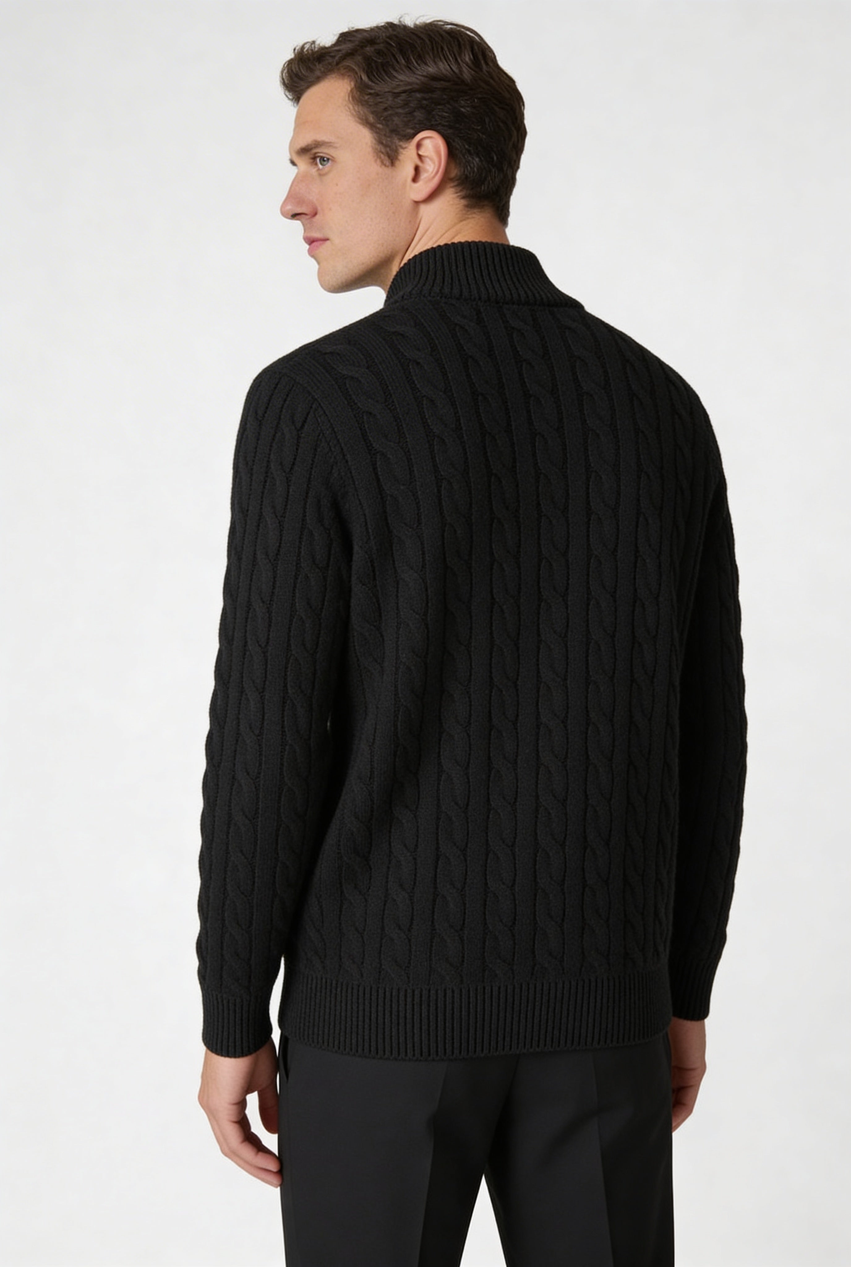 EASTON QUARTER-ZIP SWEATER – BLACK