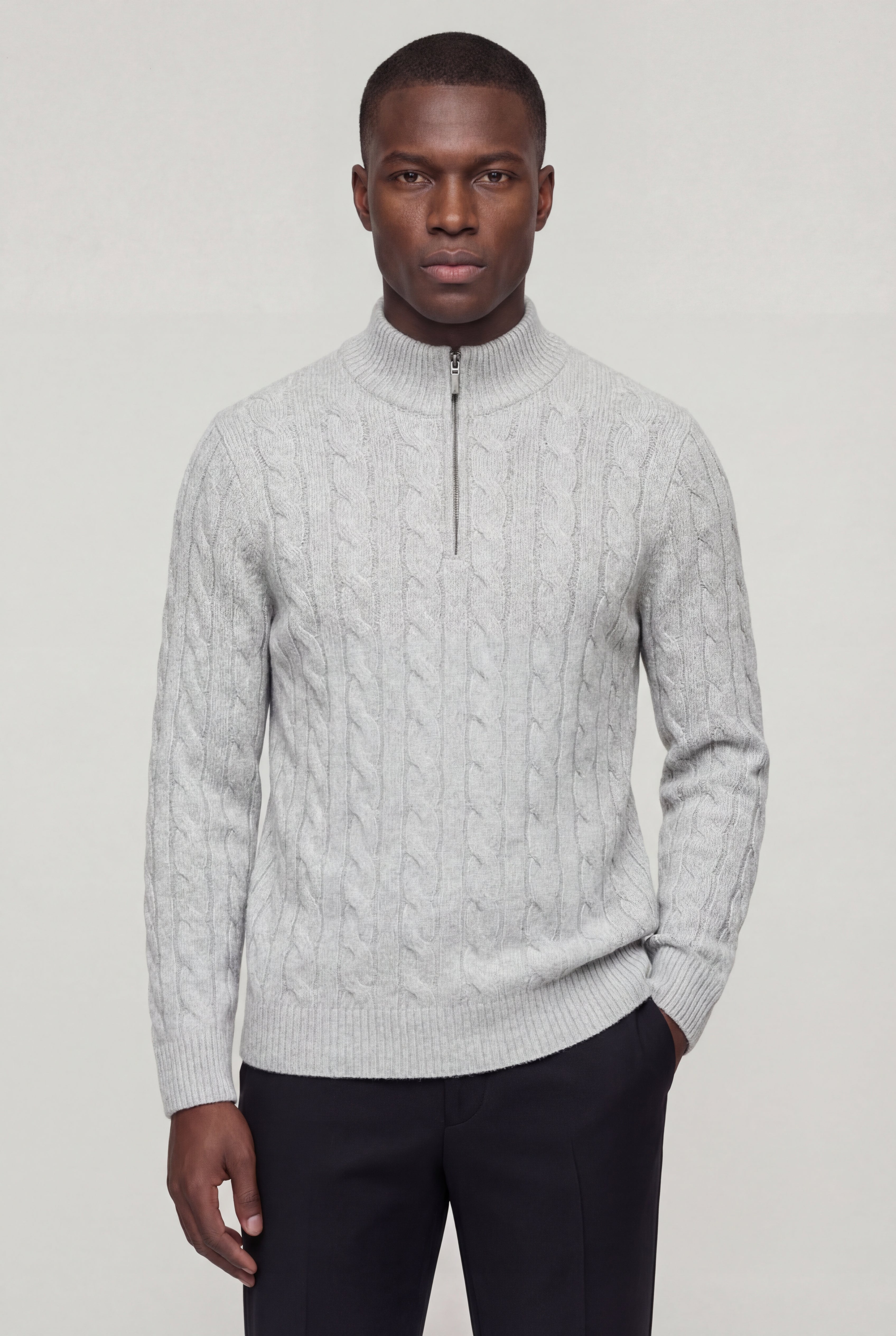 EASTON QUARTER-ZIP SWEATER – GRAY