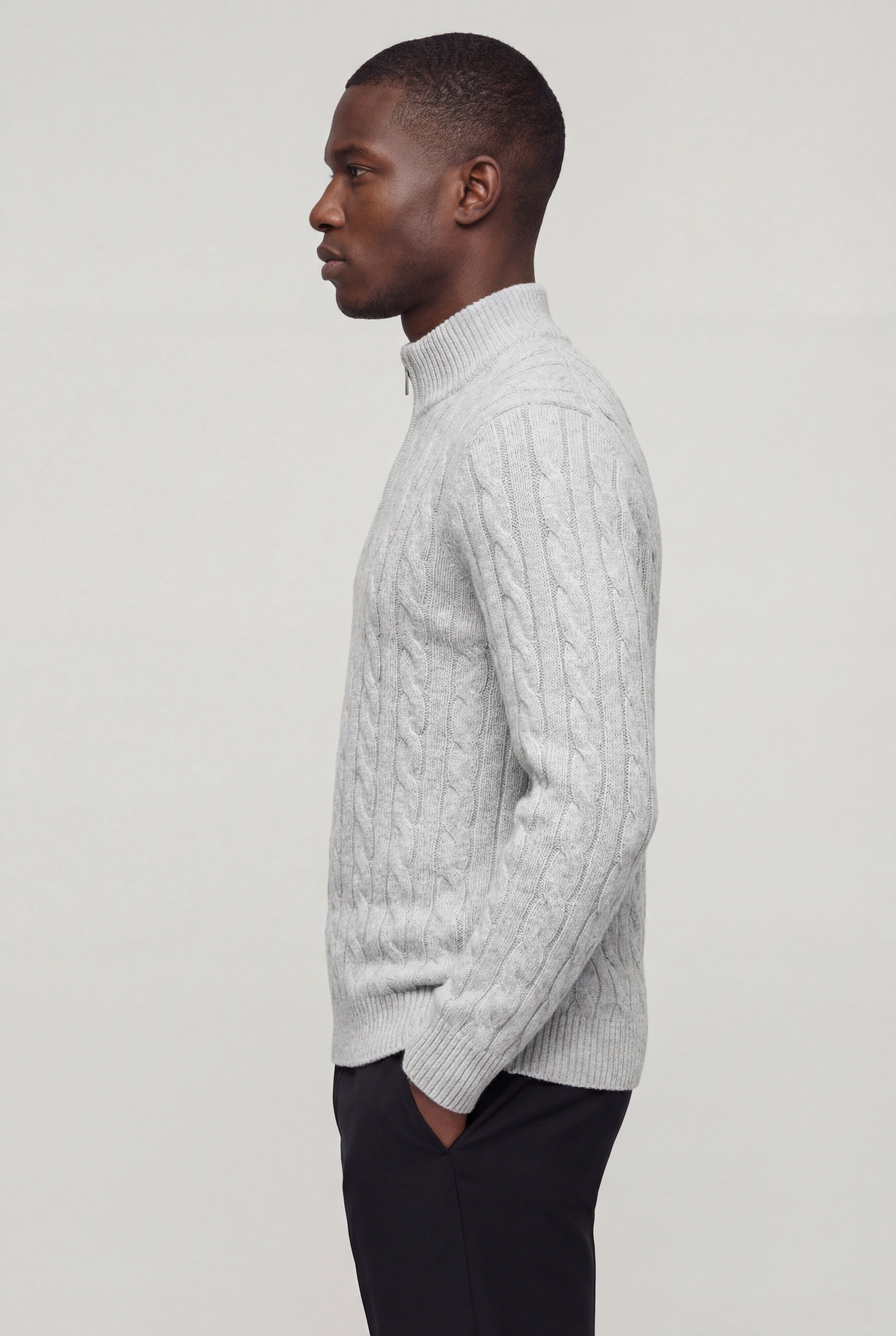 EASTON QUARTER-ZIP SWEATER – GRAY