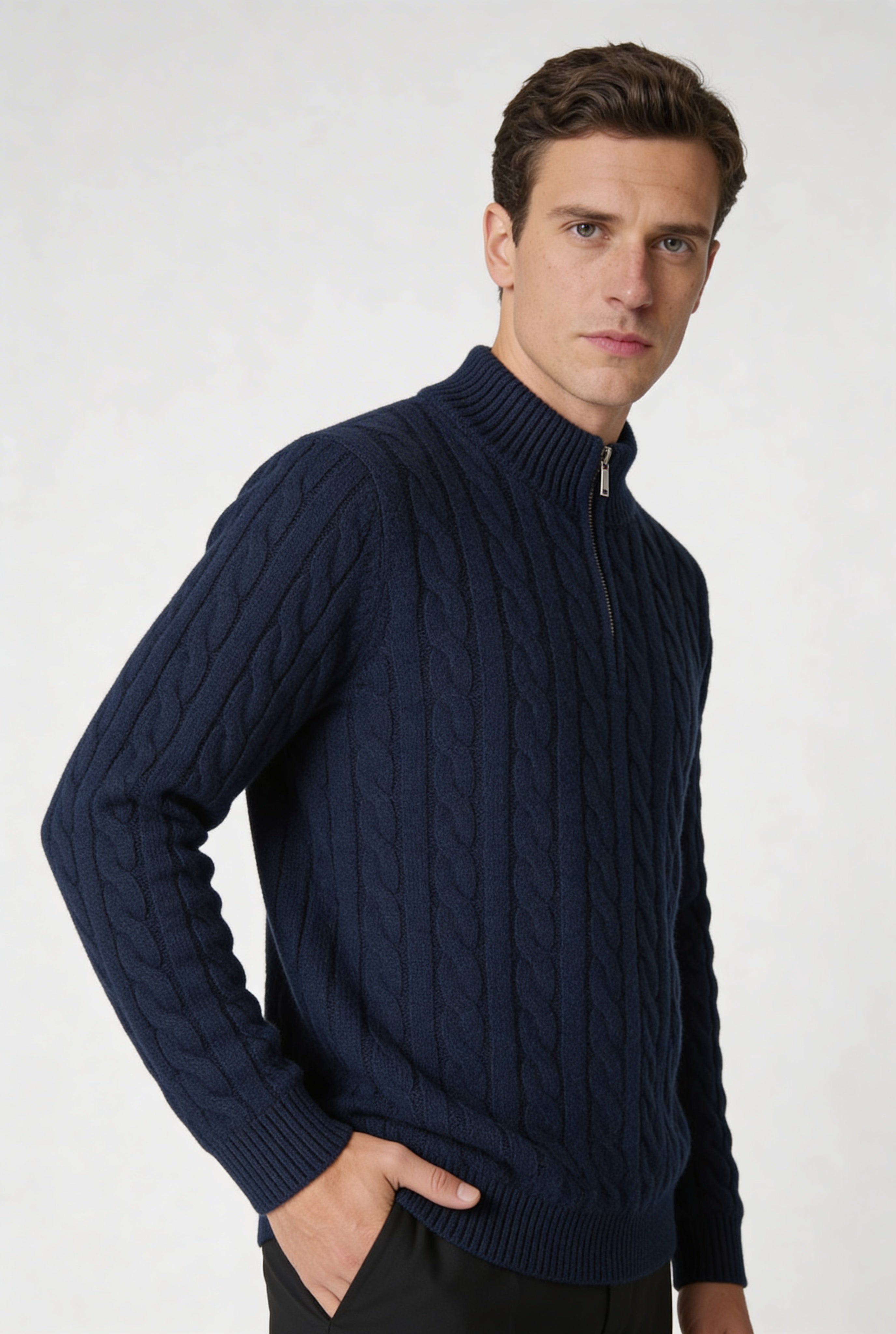 EASTON QUARTER-ZIP SWEATER – NAVY