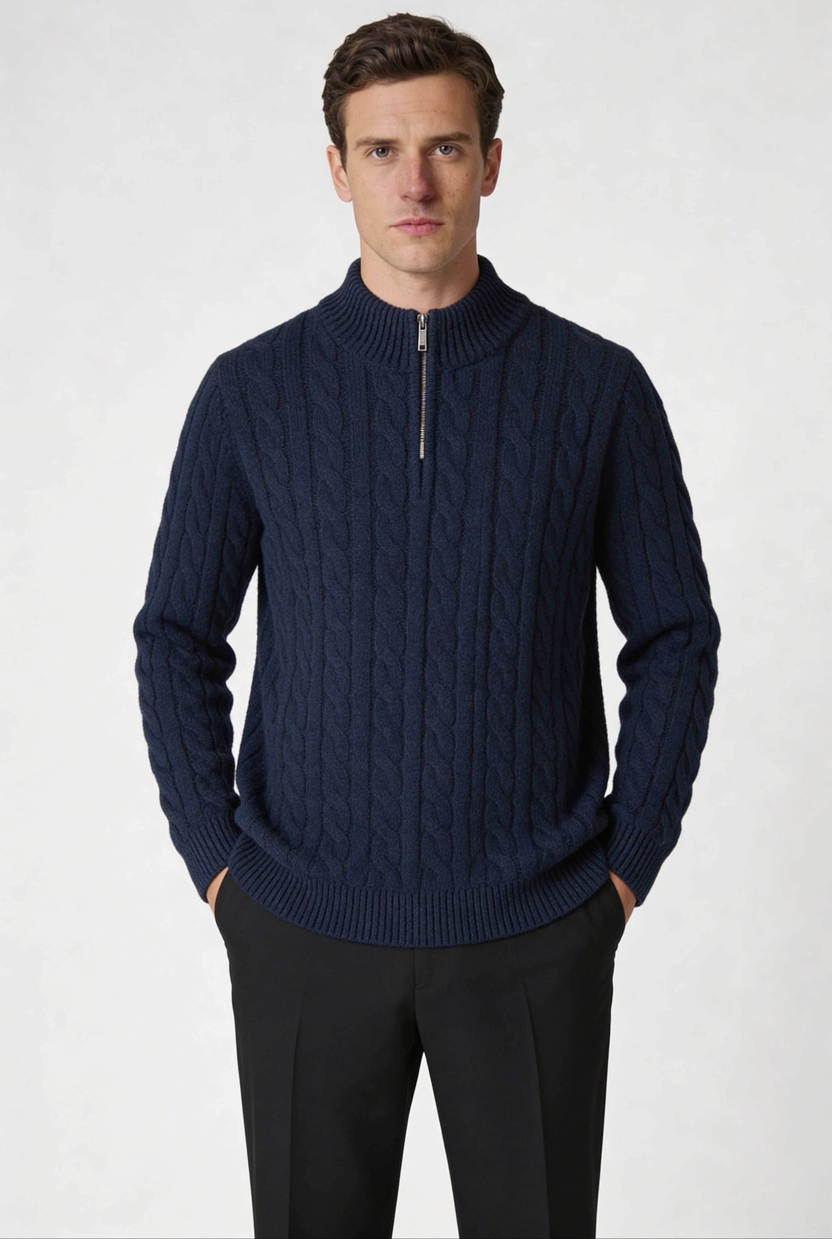 EASTON QUARTER-ZIP SWEATER – NAVY