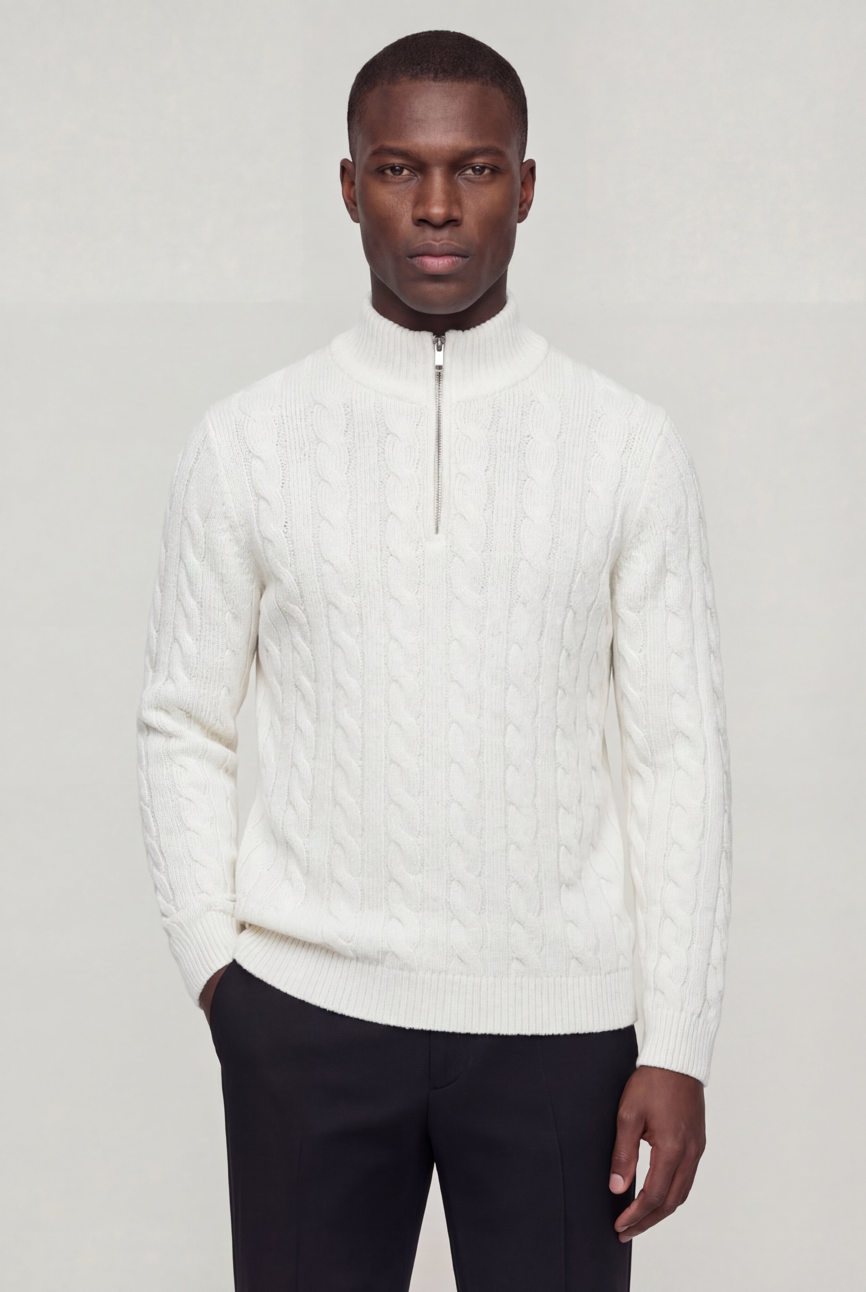 EASTON QUARTER-ZIP SWEATER – WHITE