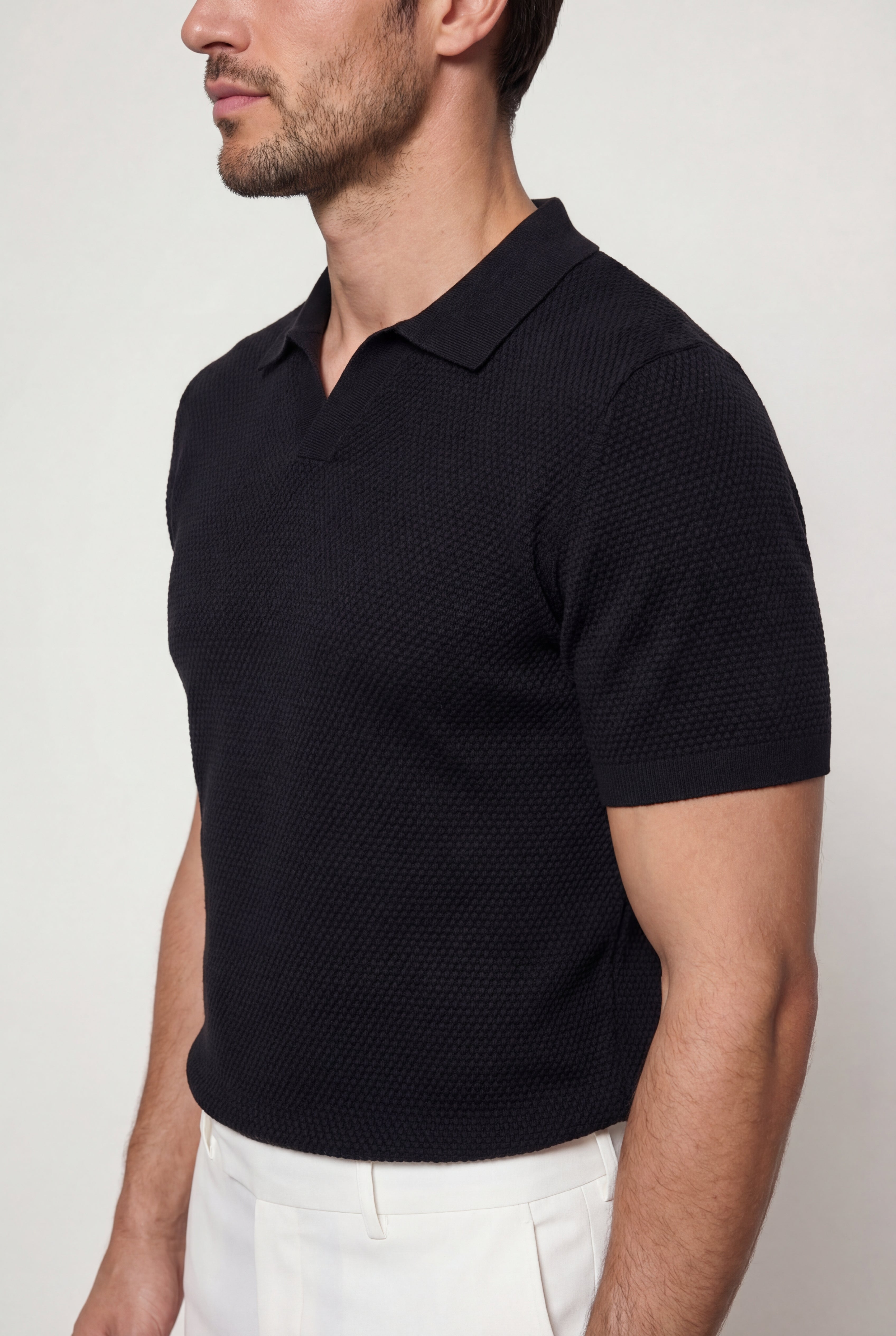 ELMORIN KNIT POLO SHIRT – BLACK