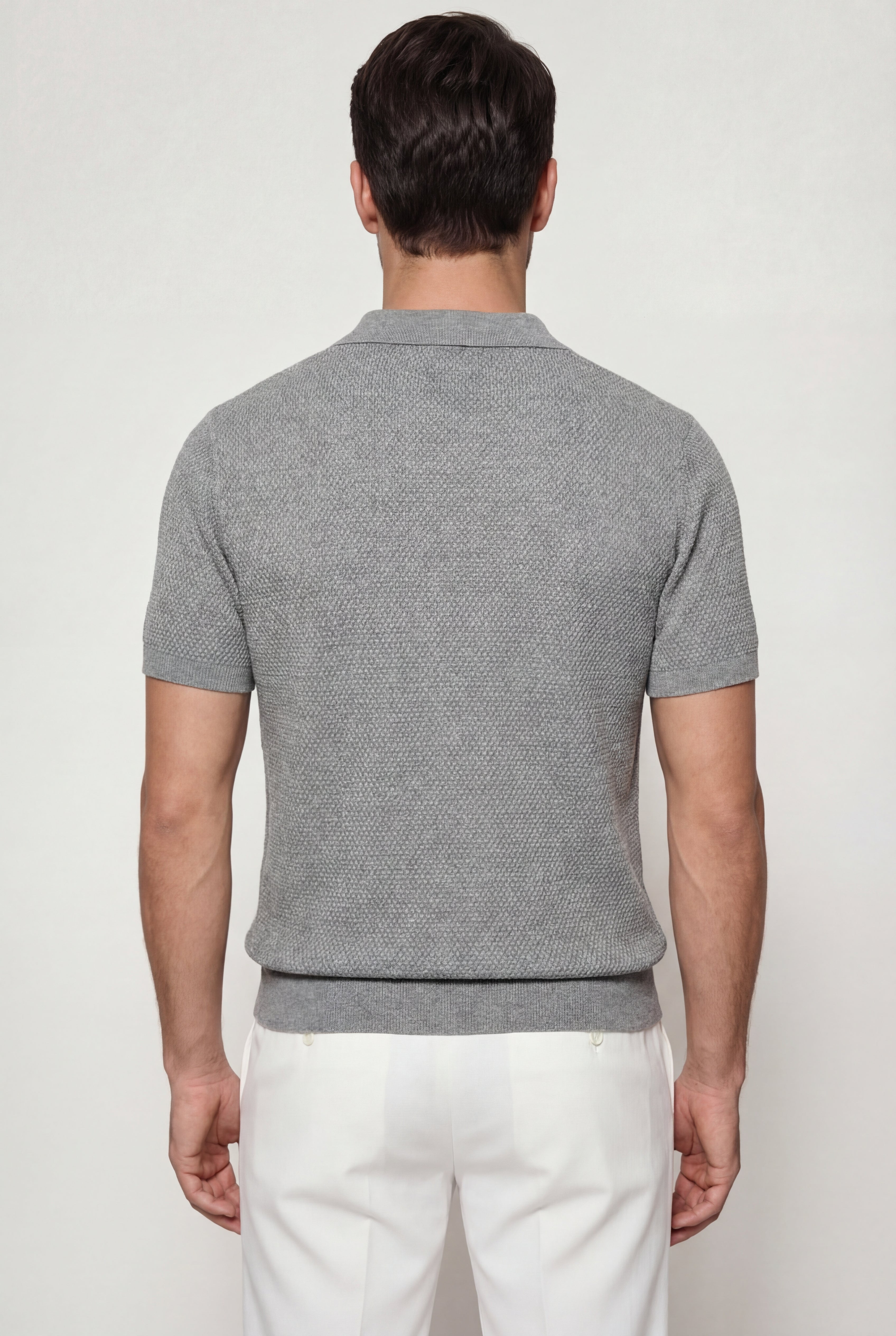 ELMORIN KNIT POLO SHIRT – GRAY