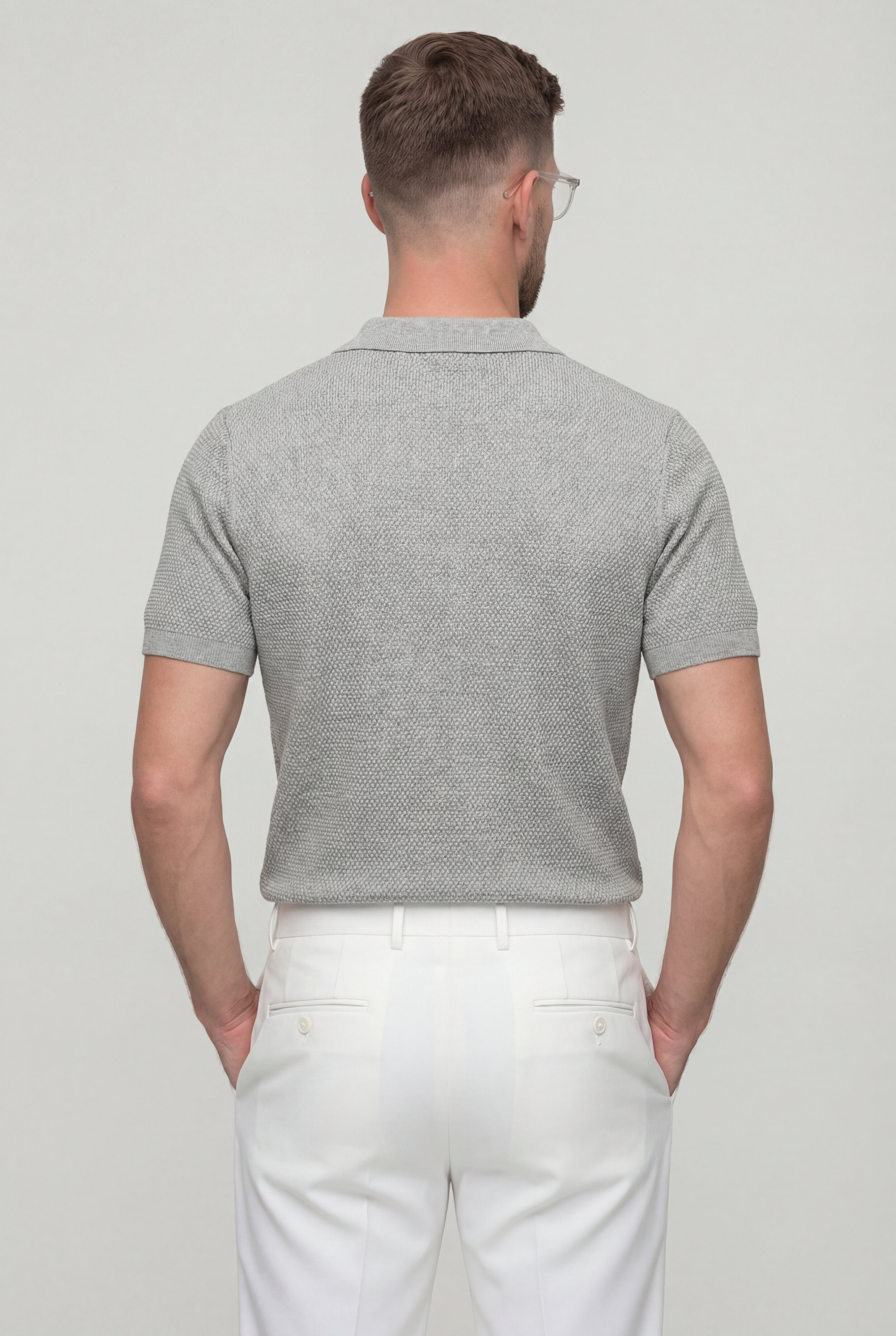 ELMORIN KNIT POLO SHIRT – GRAY