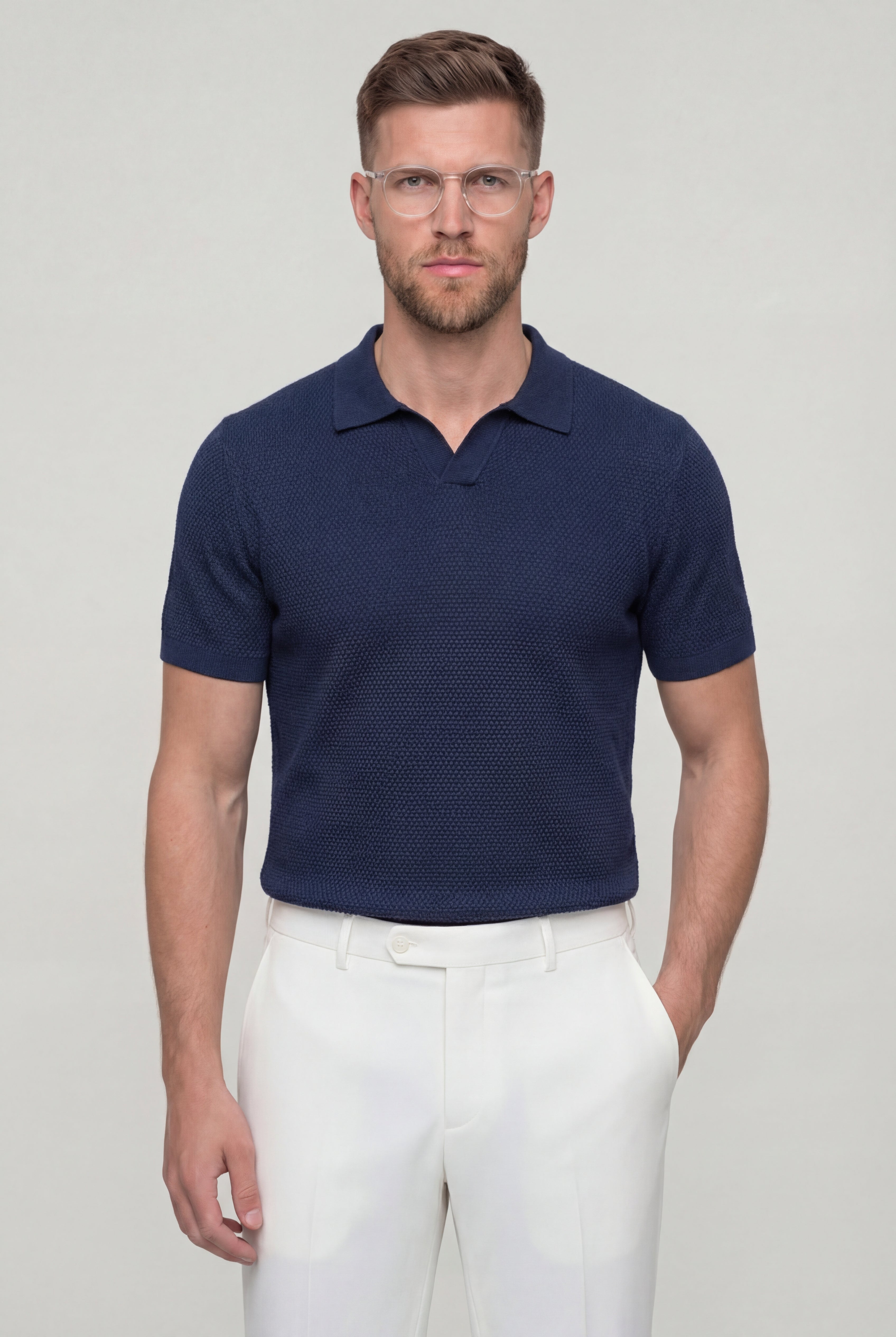 ELMORIN KNIT POLO SHIRT – NAVY