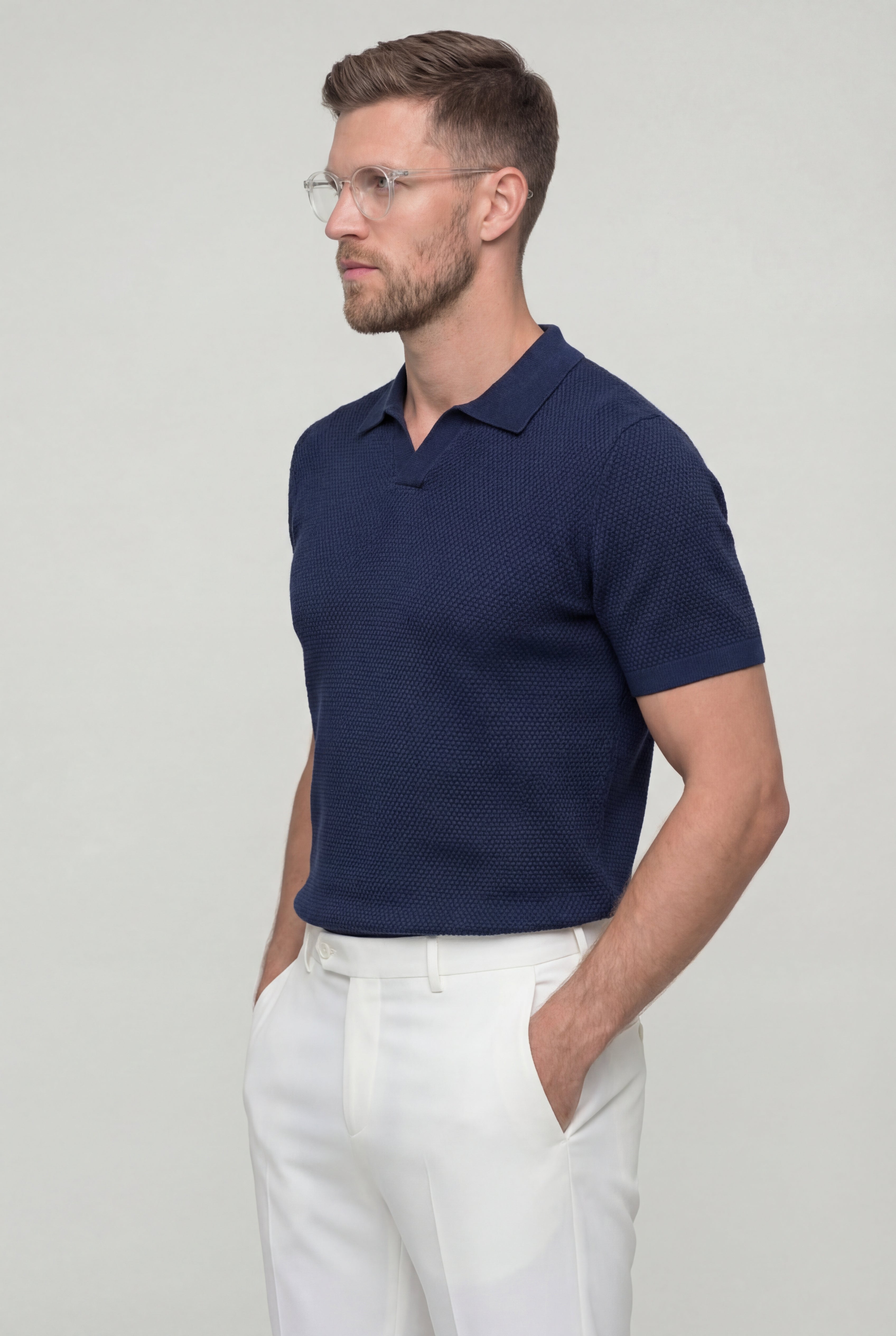 ELMORIN KNIT POLO SHIRT – NAVY