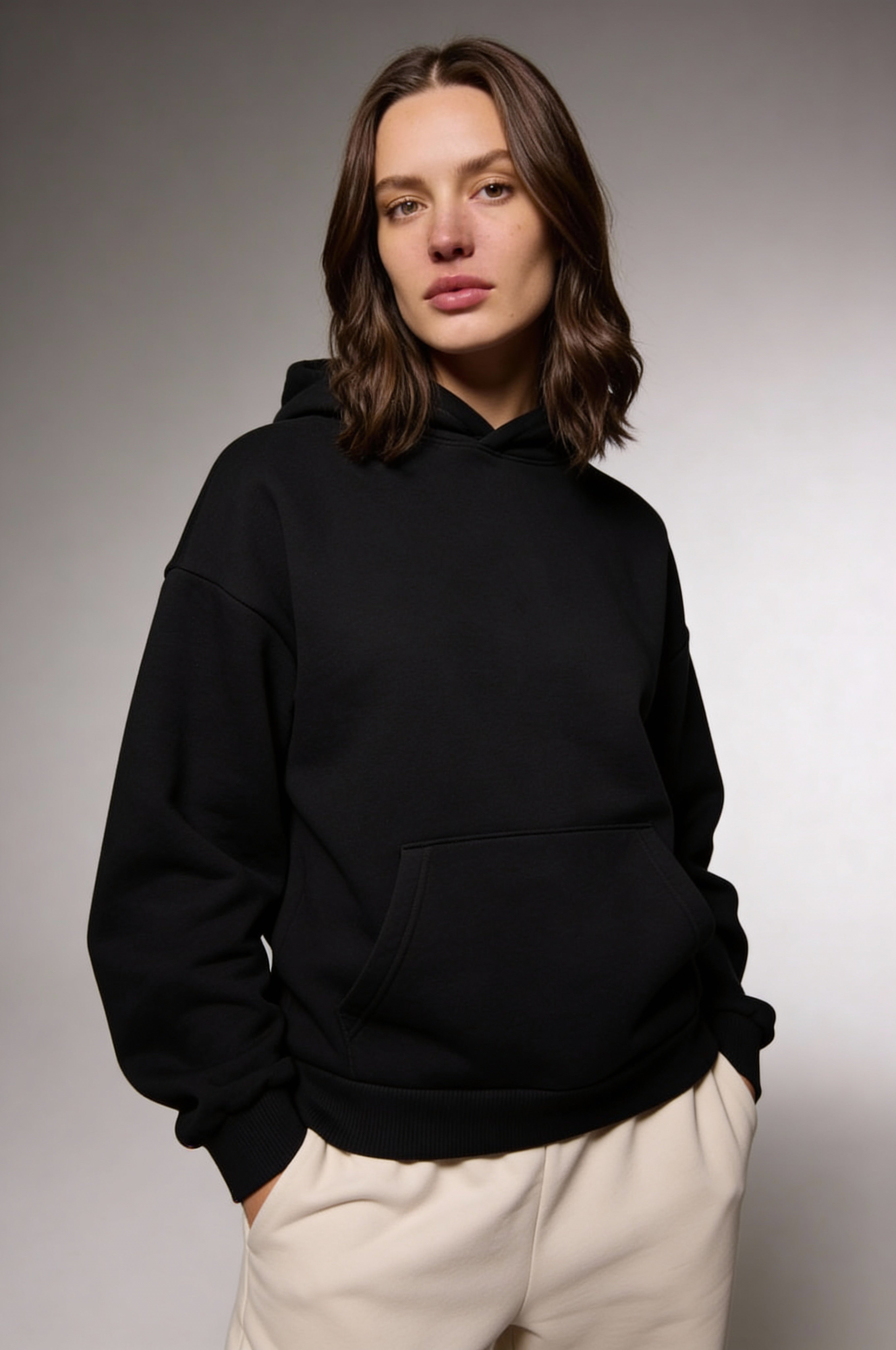 ELNORA COTTON HOODIE – BLACK