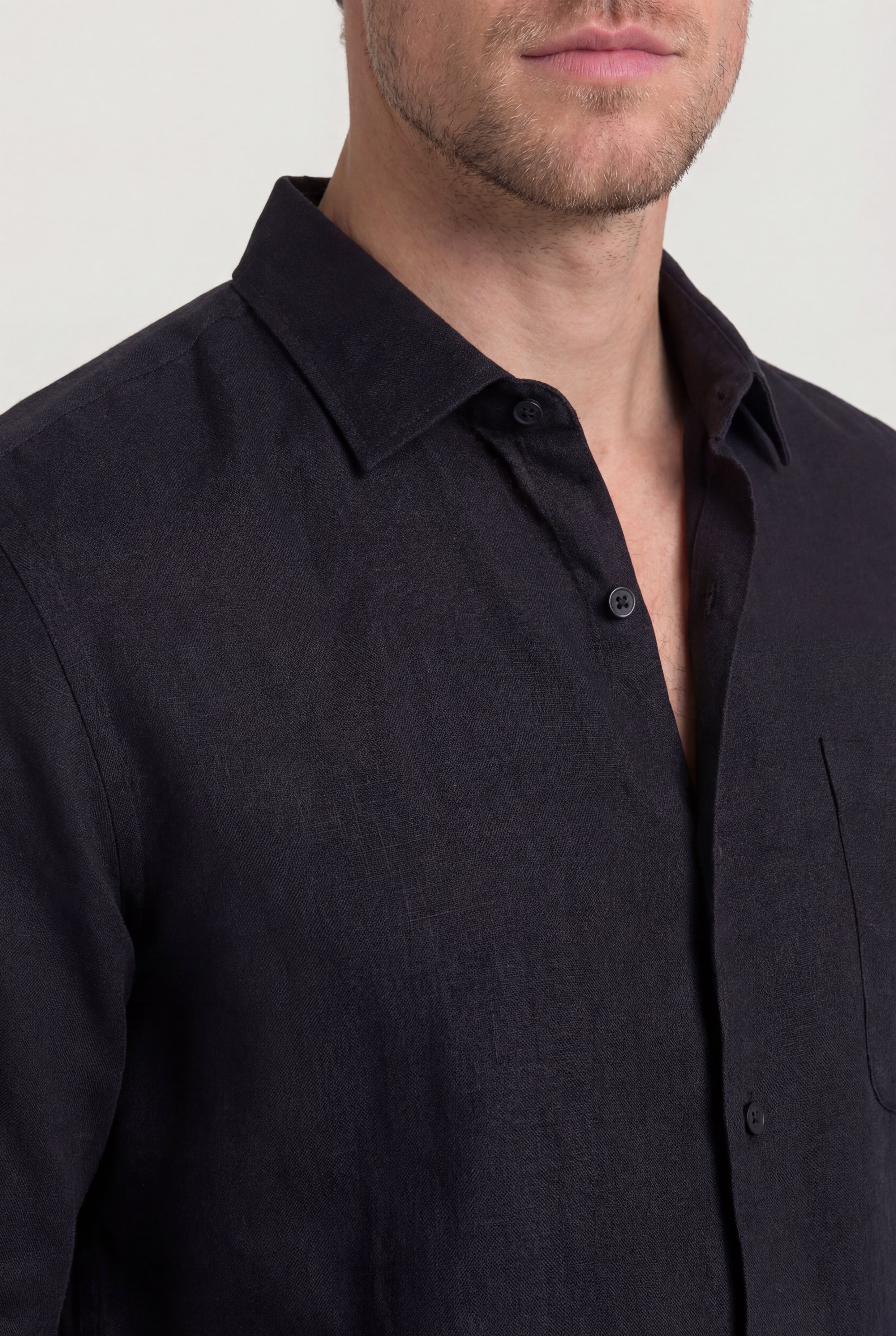 ELVANOR LINEN SHIRT – BLACK