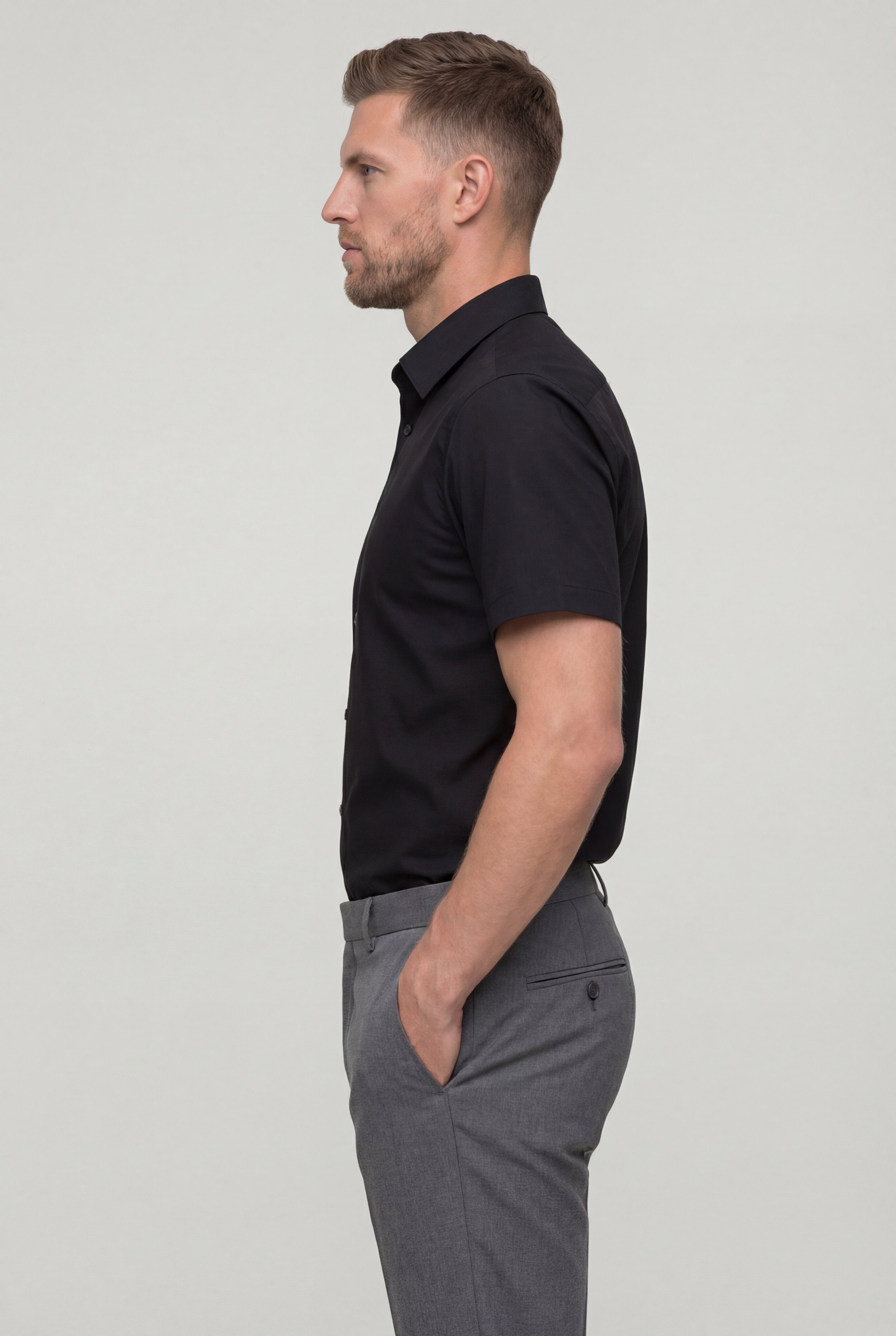 ELVARO ANTI-WRINKLE SHORT SLEEVE SHIRT – BLACK