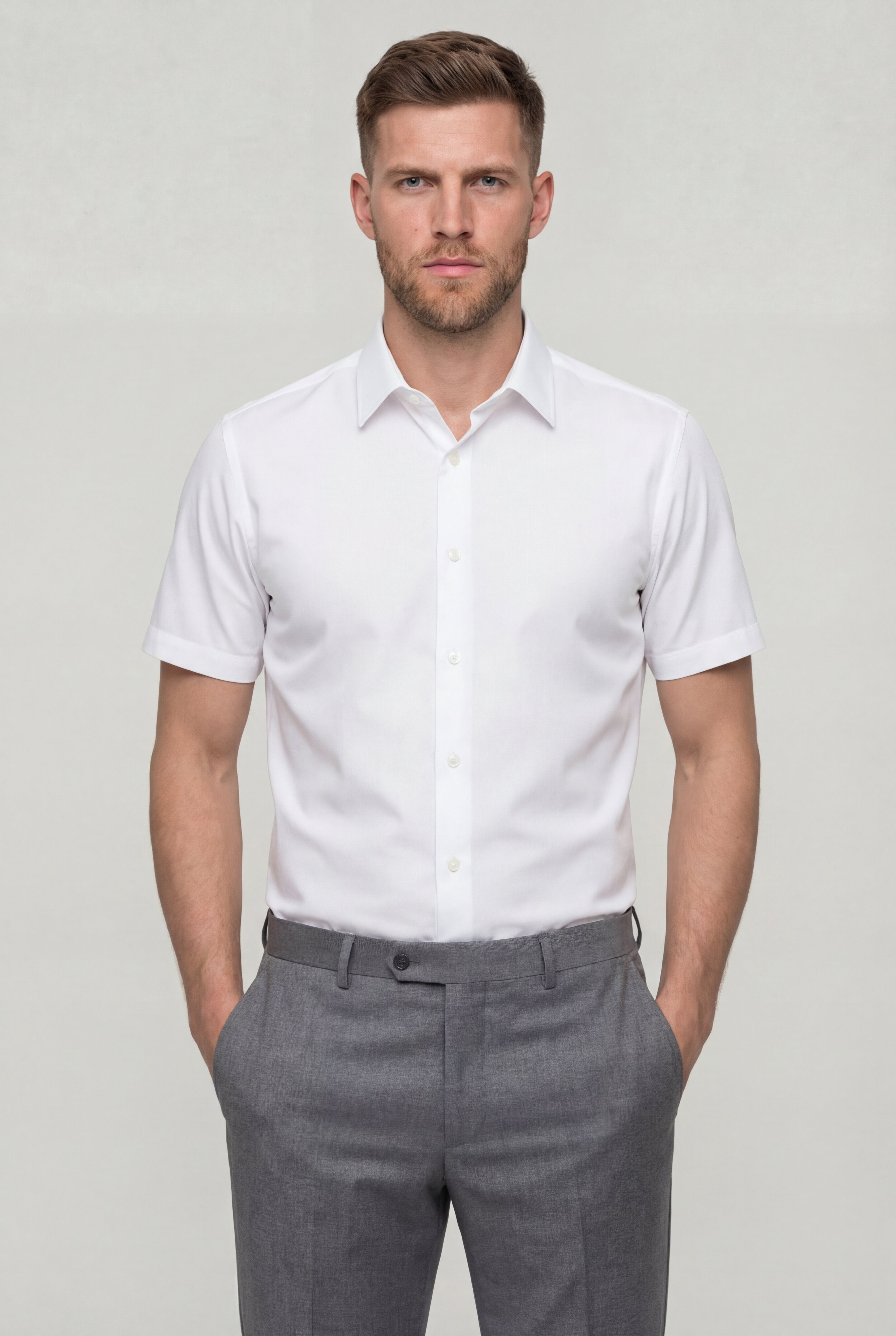ELVARO ANTI-WRINKLE SHORT SLEEVE SHIRT – WHITE