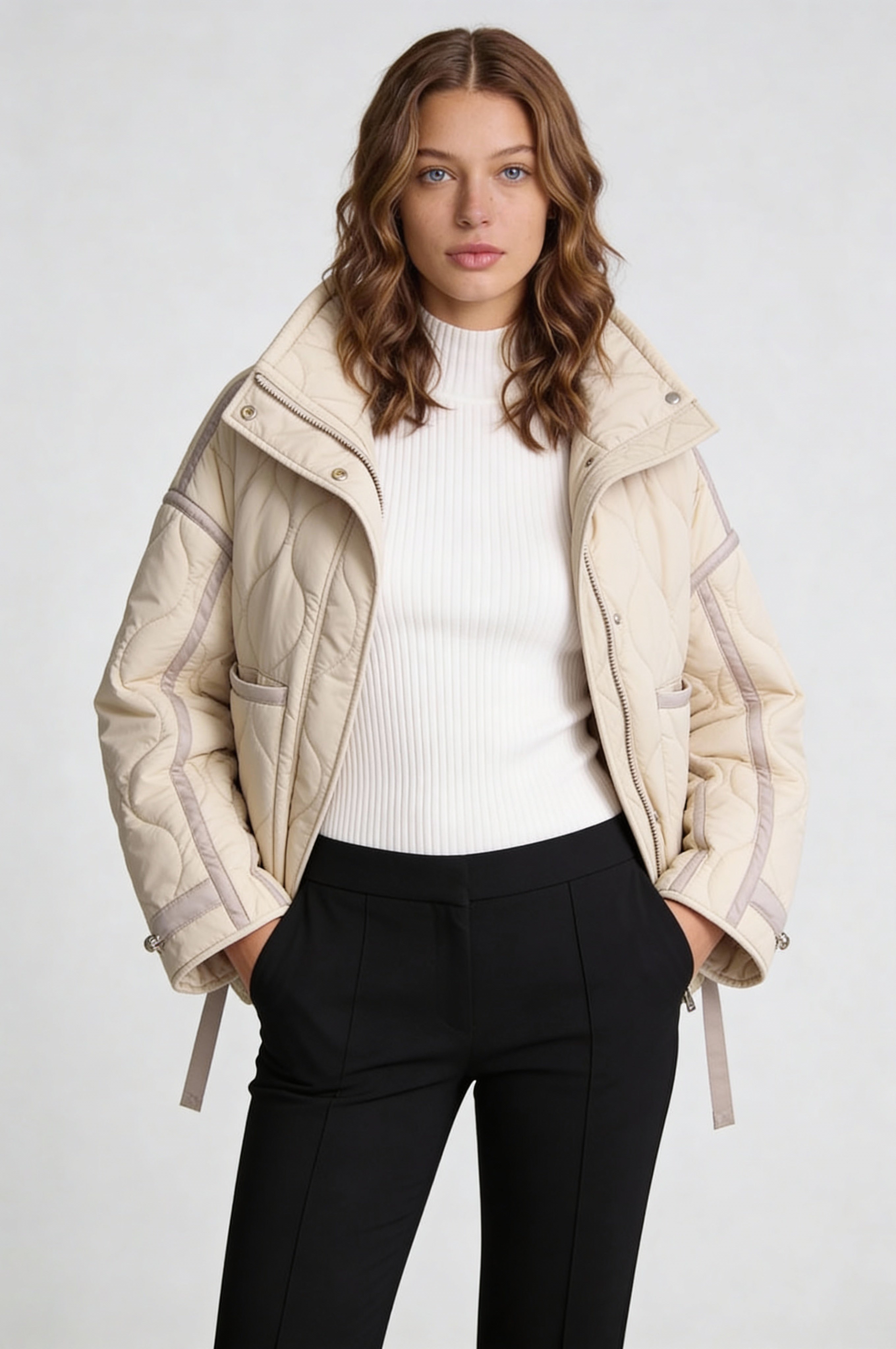 ELVORIA QUILTED JACKET – BEIGE