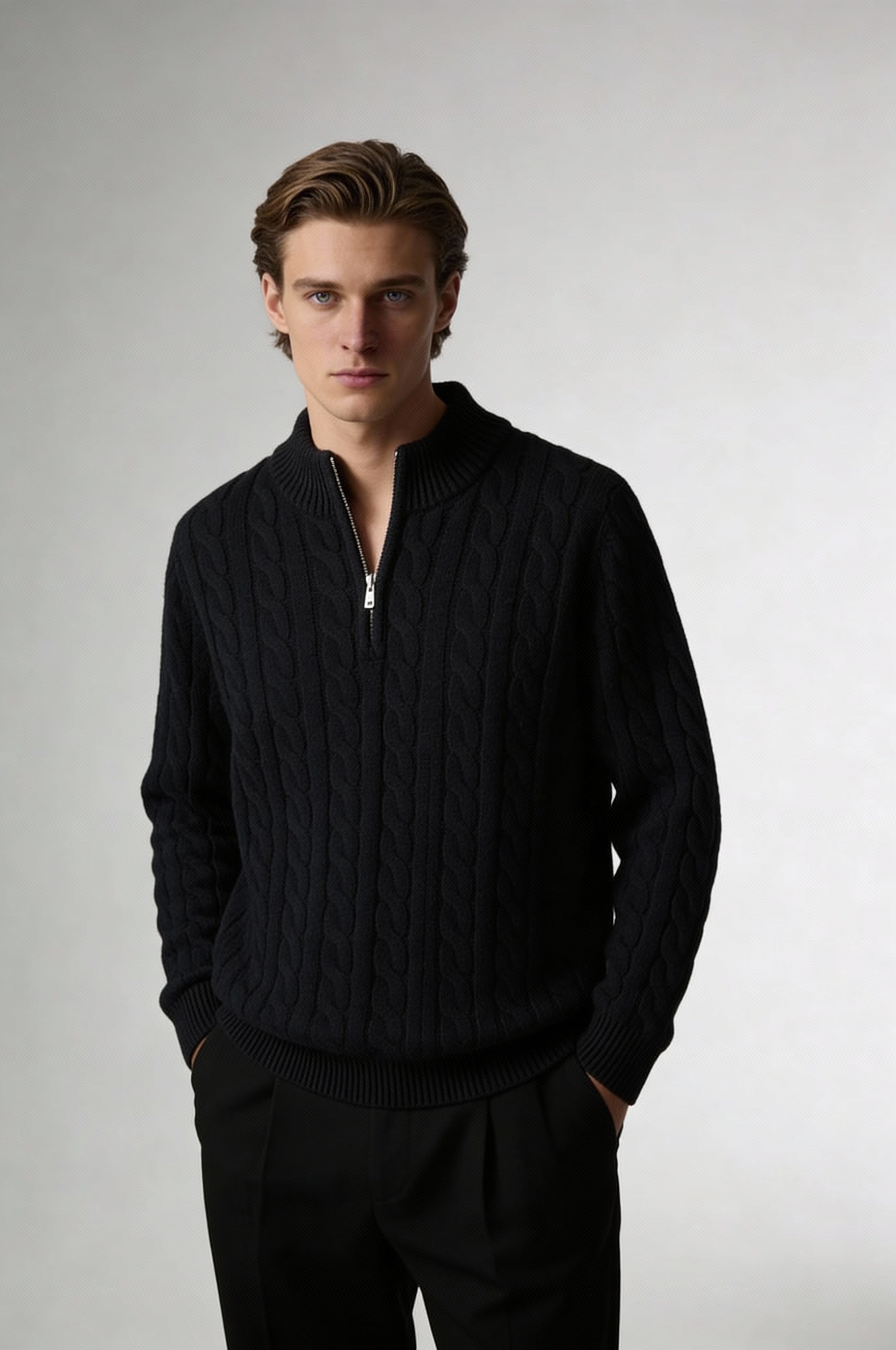Easton Quarter-Zip Sweater – Black