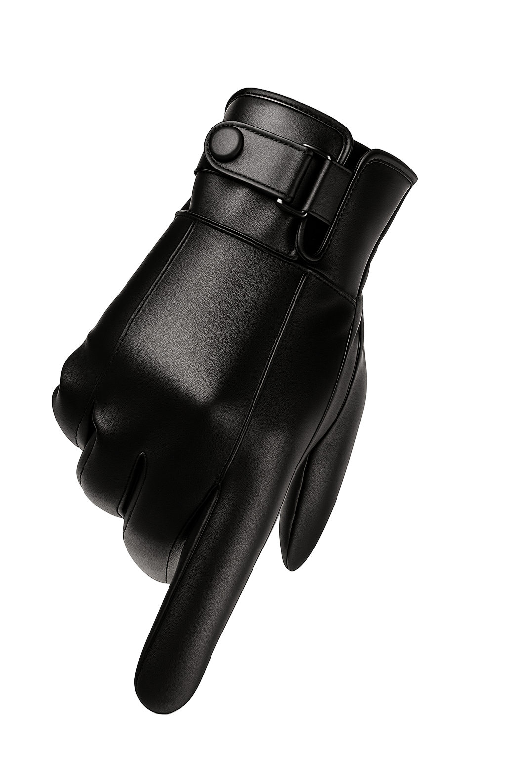HALSTON FAUX-LEATHER WINTER GLOVES – BLACK