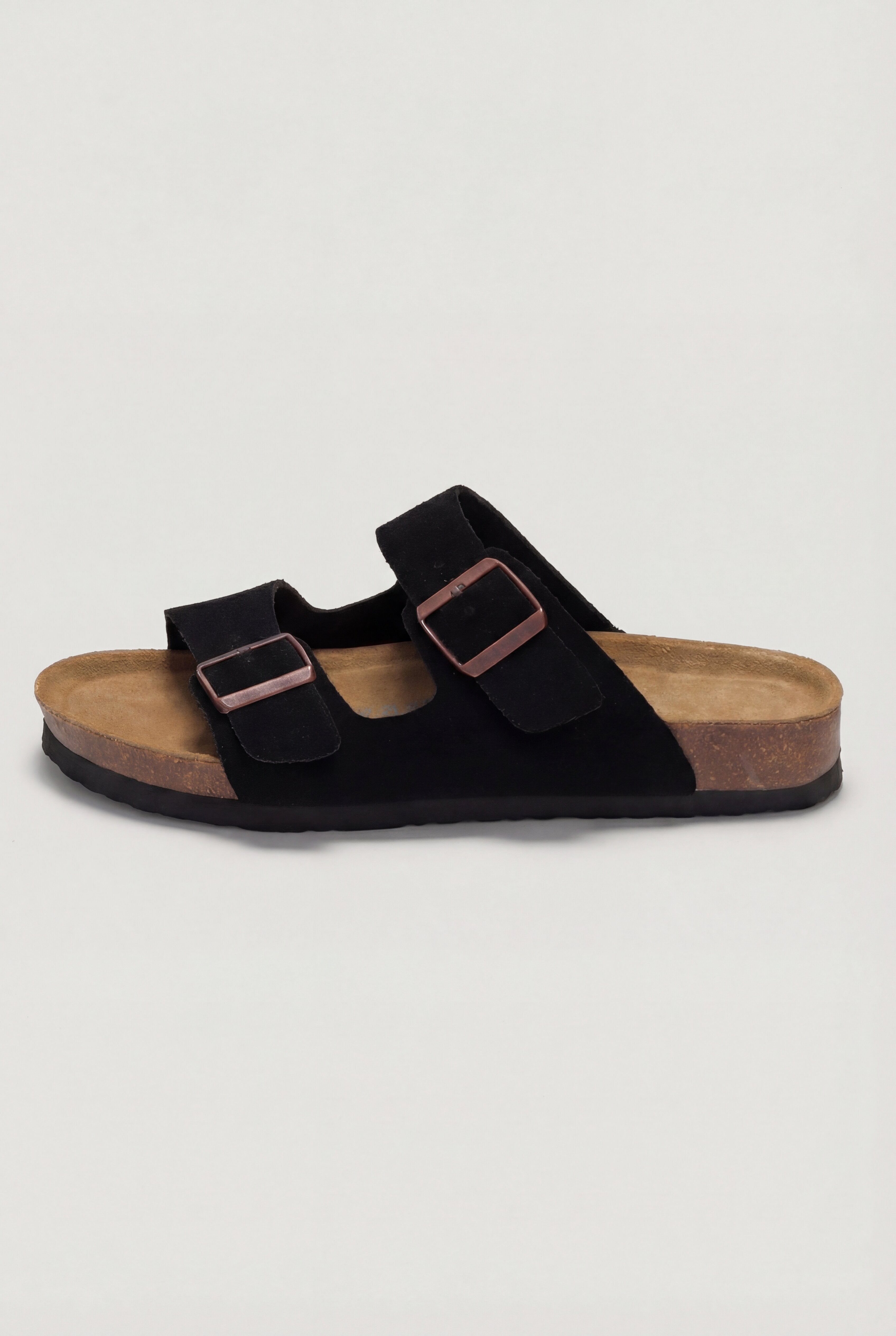 IRVON DOUBLE BUCKLE SUEDE SANDALS – BLACK