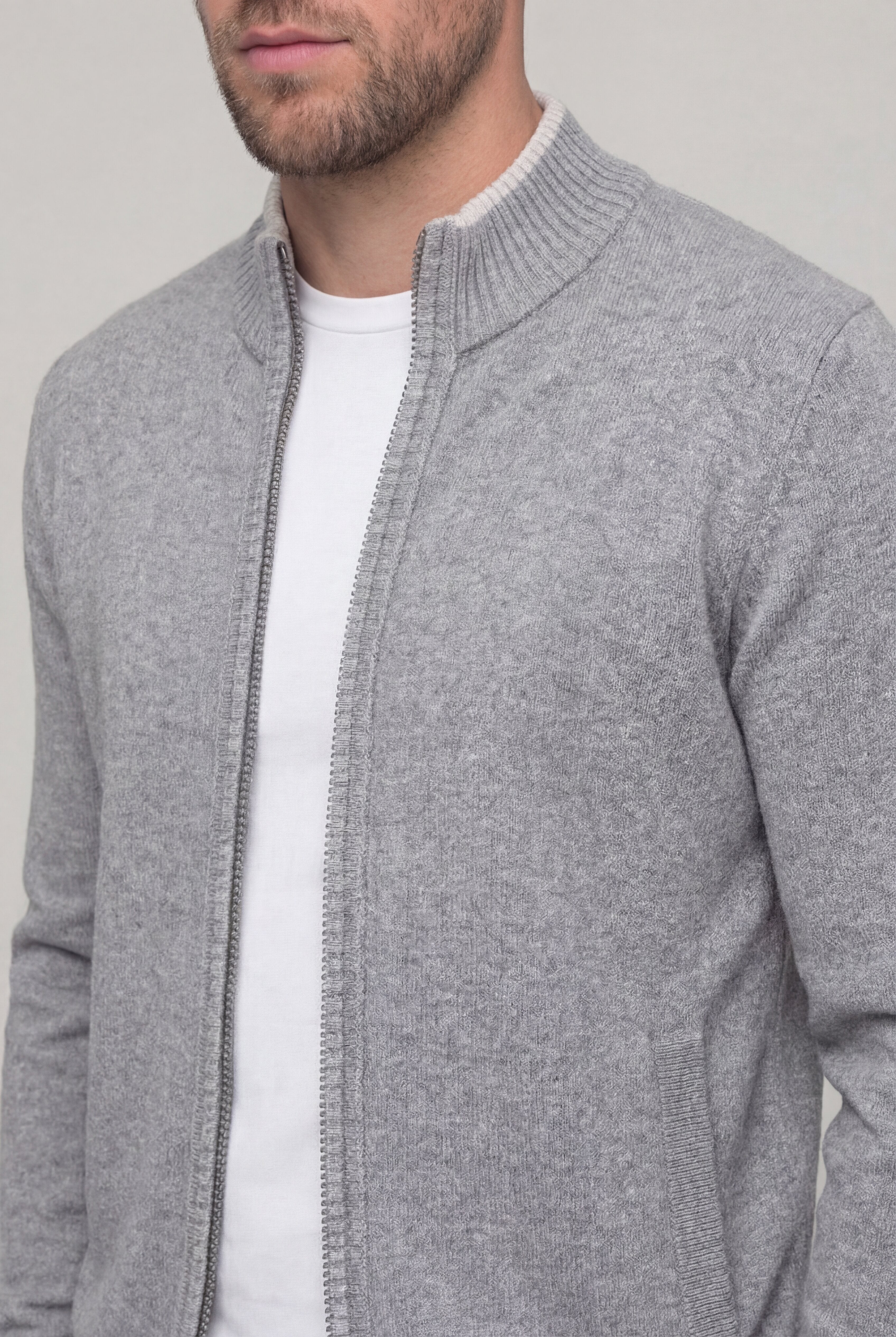 KALDER WOOL ZIP CARDIGAN – GRAY