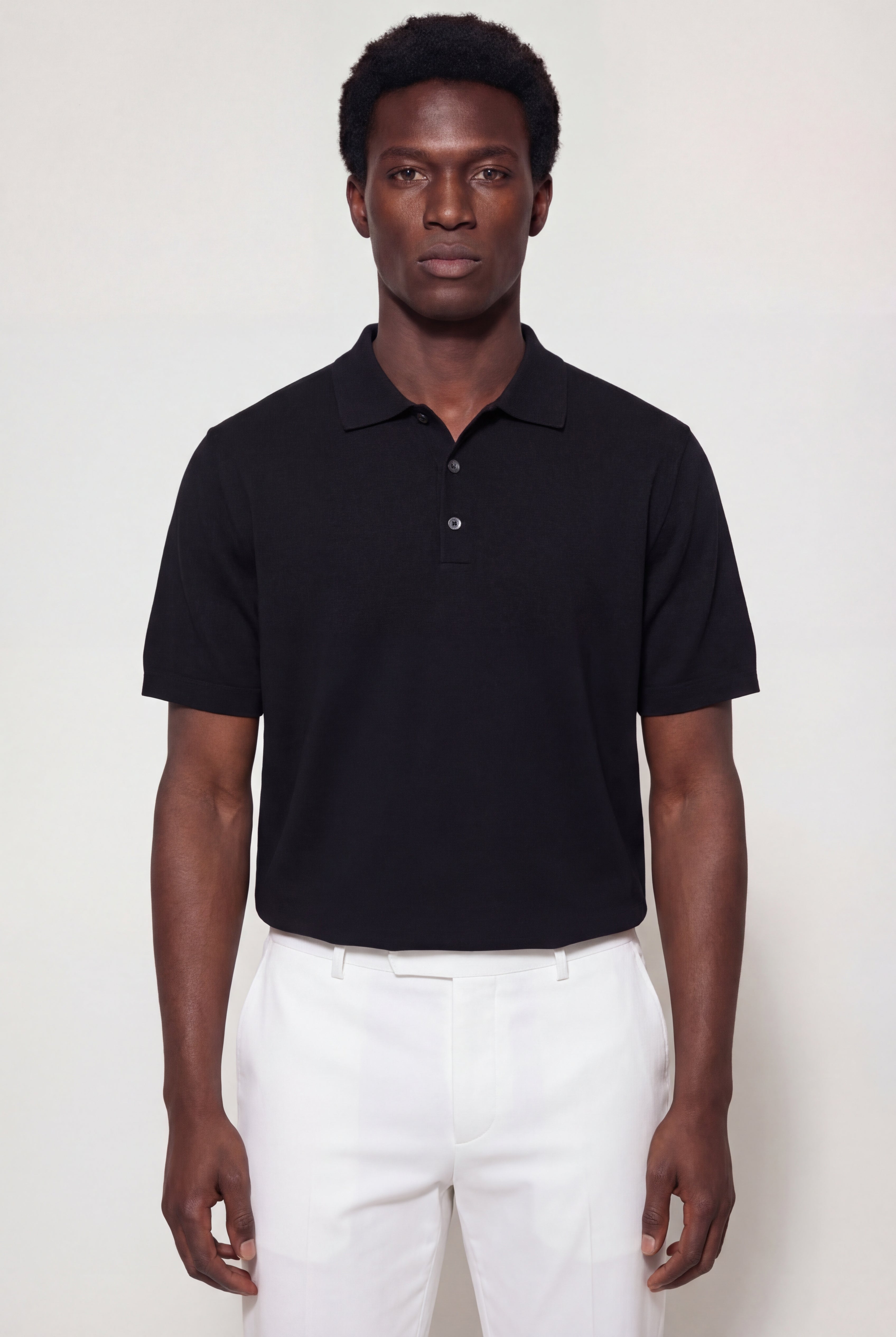 KALVITO KNIT POLO SHIRT - BLACK