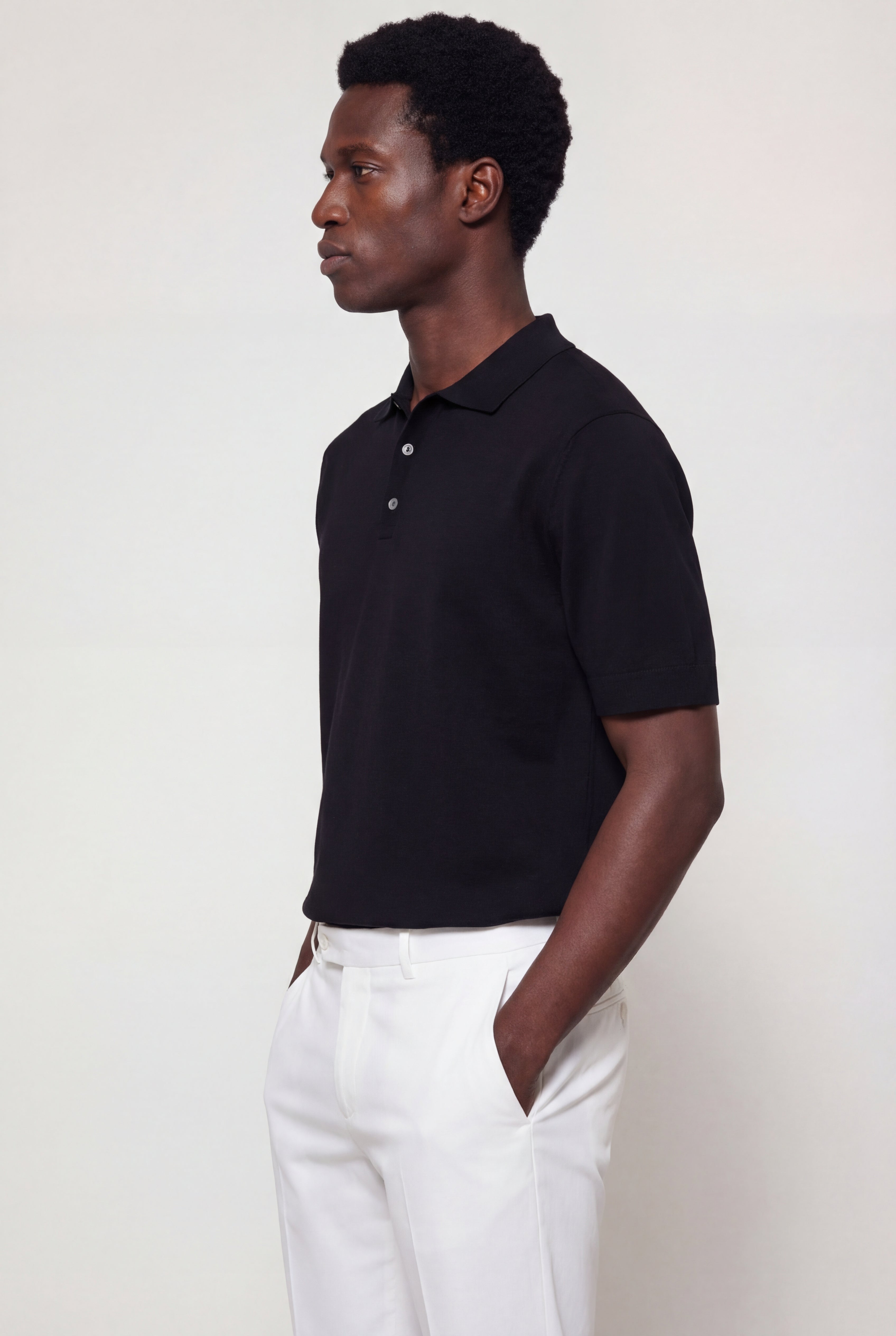 KALVITO KNIT POLO SHIRT - BLACK