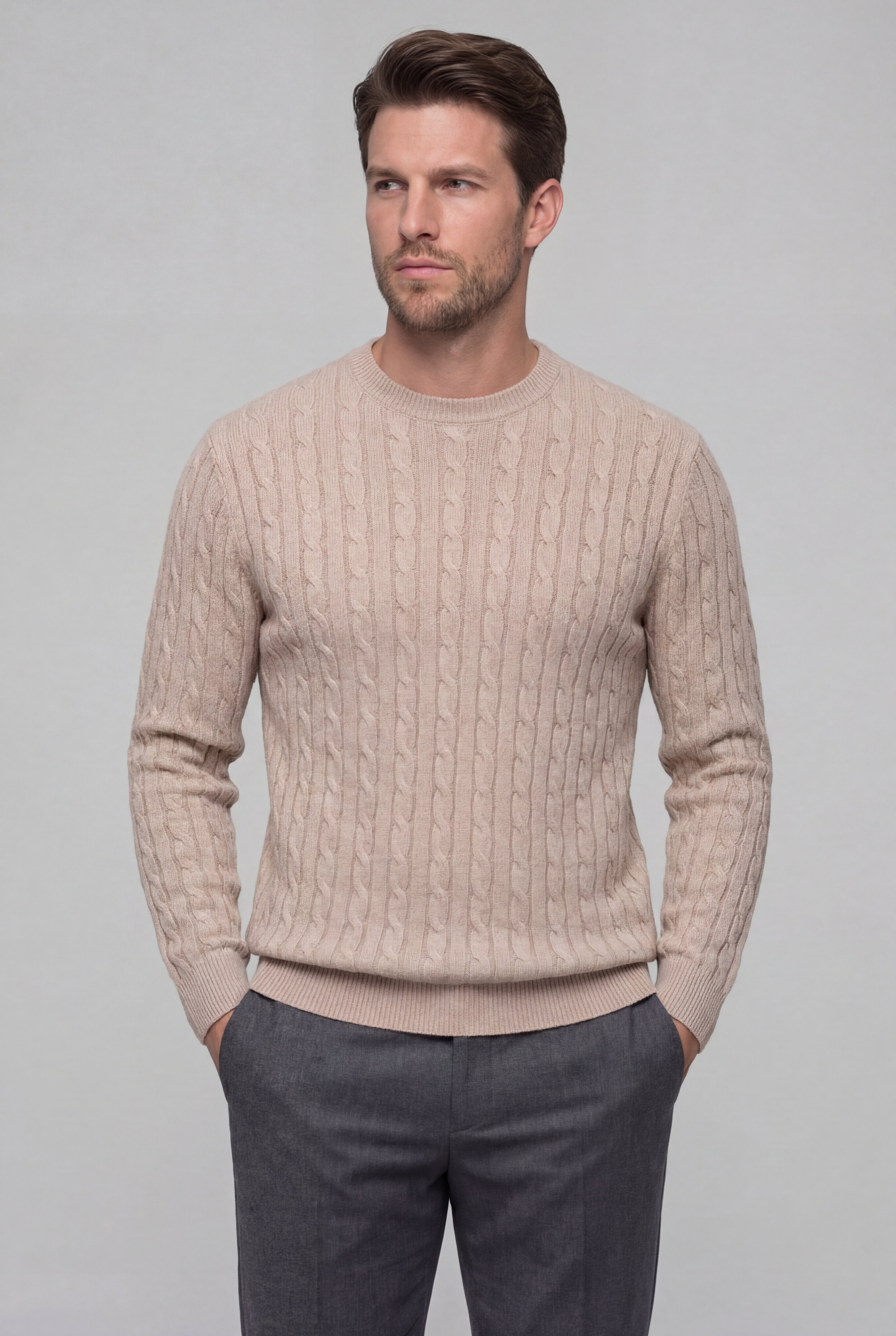 KELVORN WOOL BLEND SWEATER – BEIGE