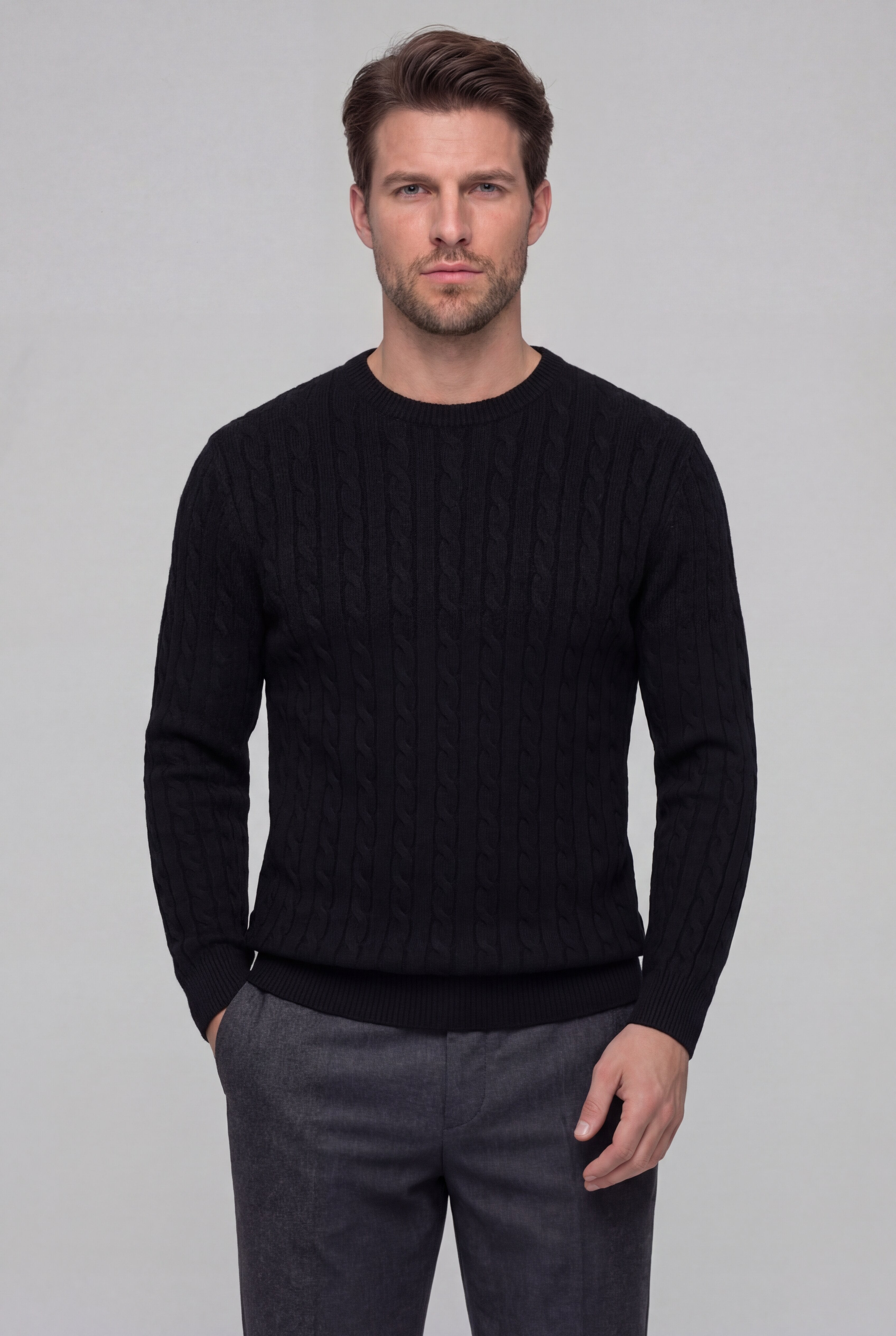 KELVORN WOOL BLEND SWEATER – BLACK