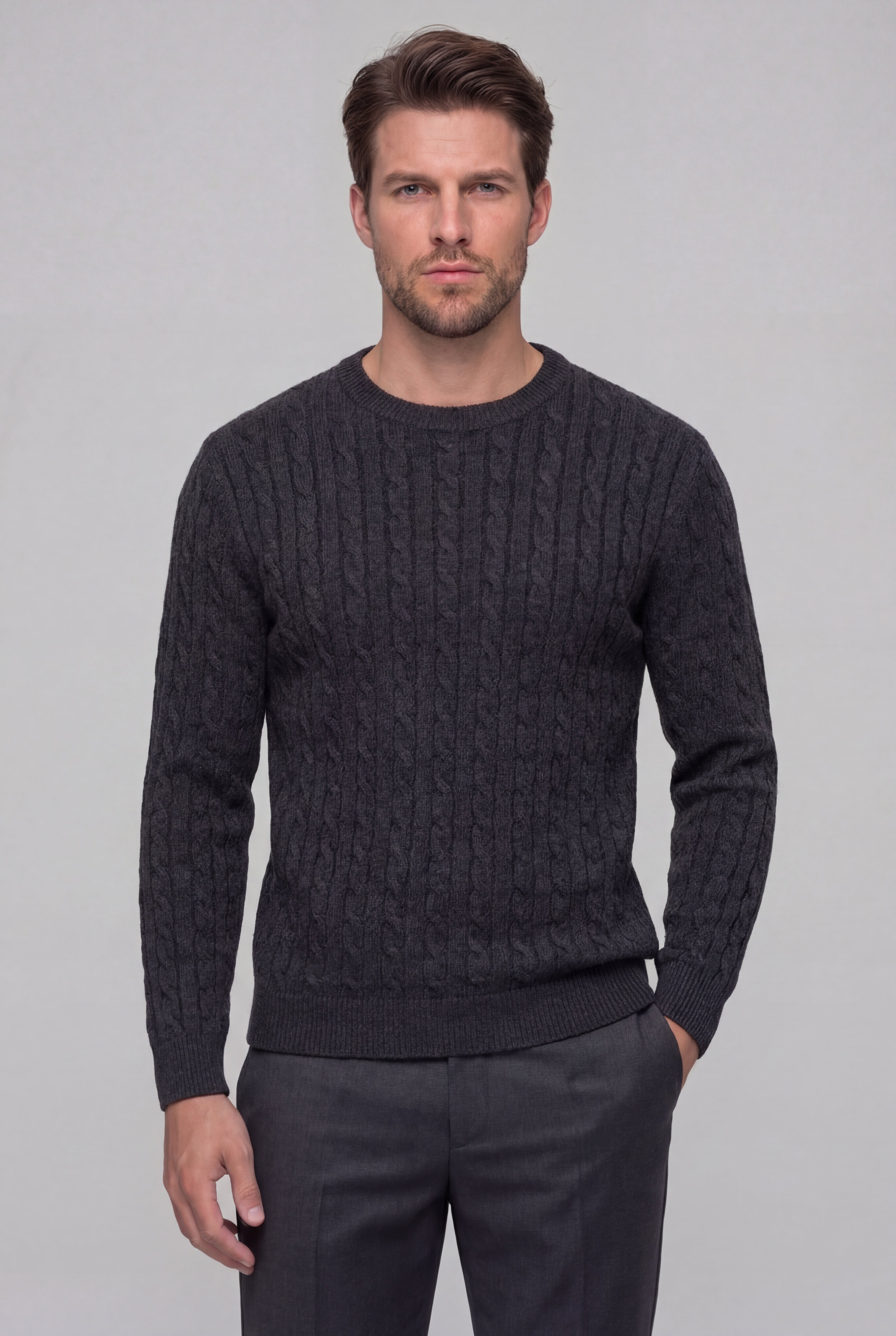 KELVORN WOOL BLEND SWEATER – GRAY