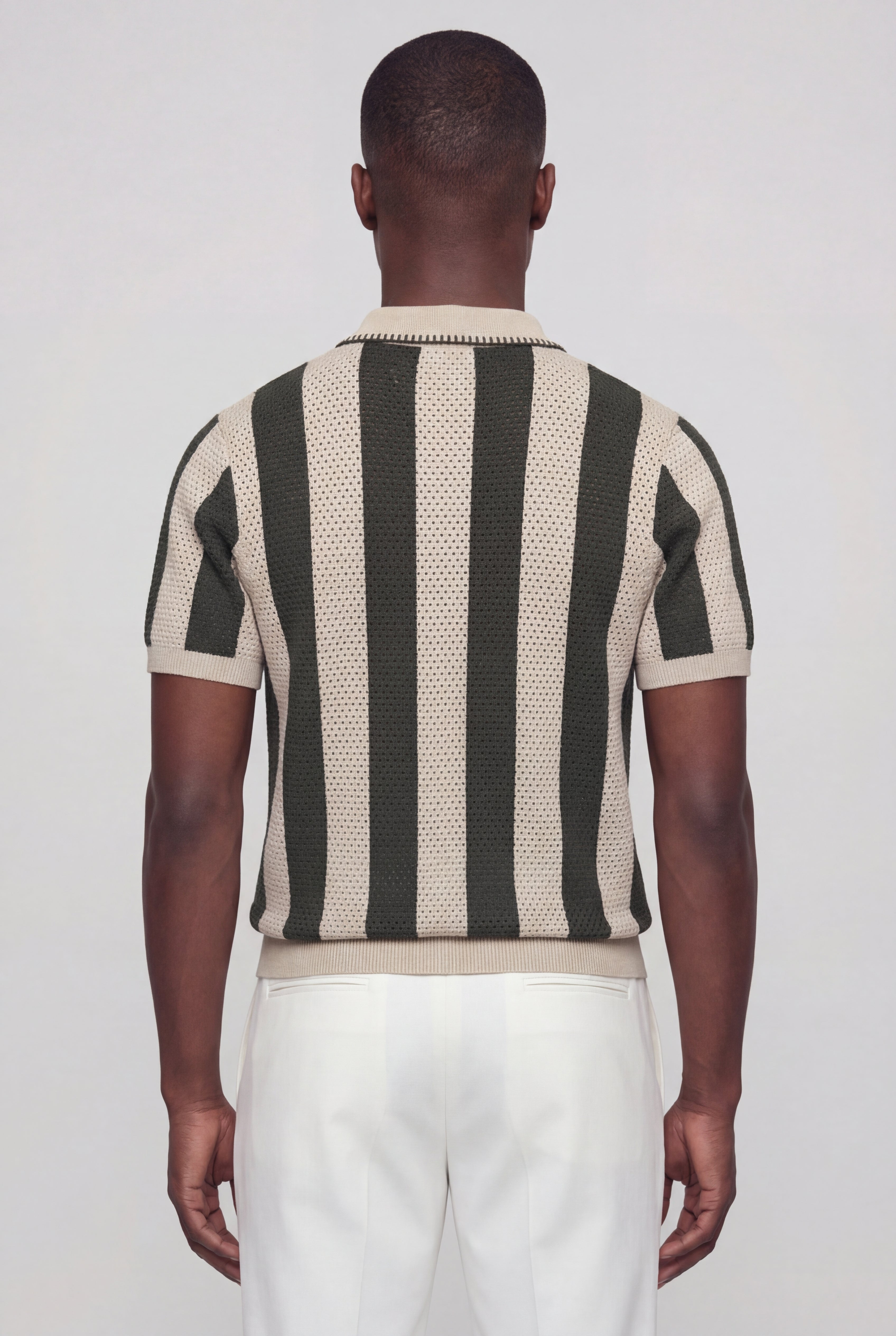 KLIERO STRIPED KNIT POLO – ARMY