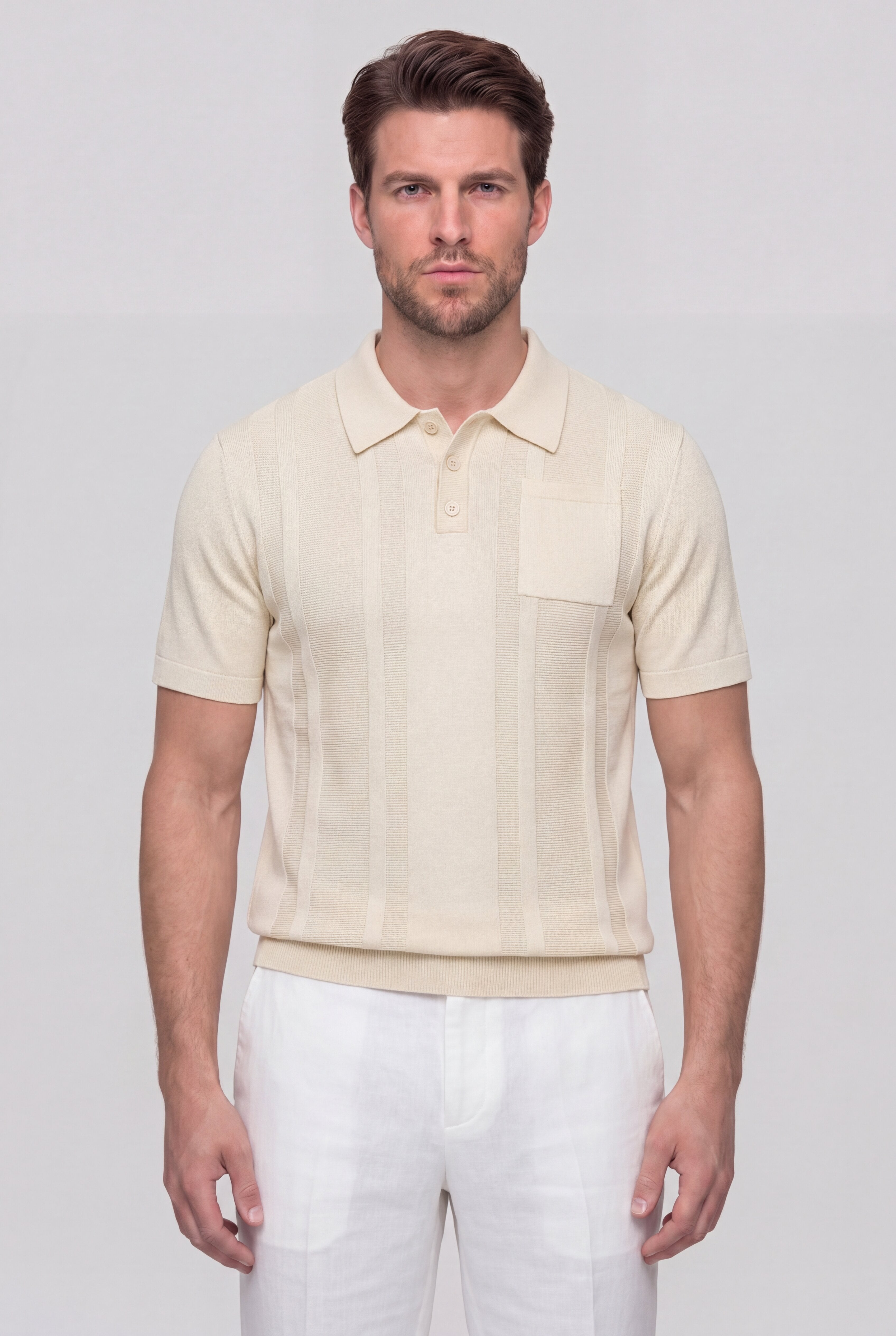 KYRENZO KNIT POLO SHIRT – KHAKI