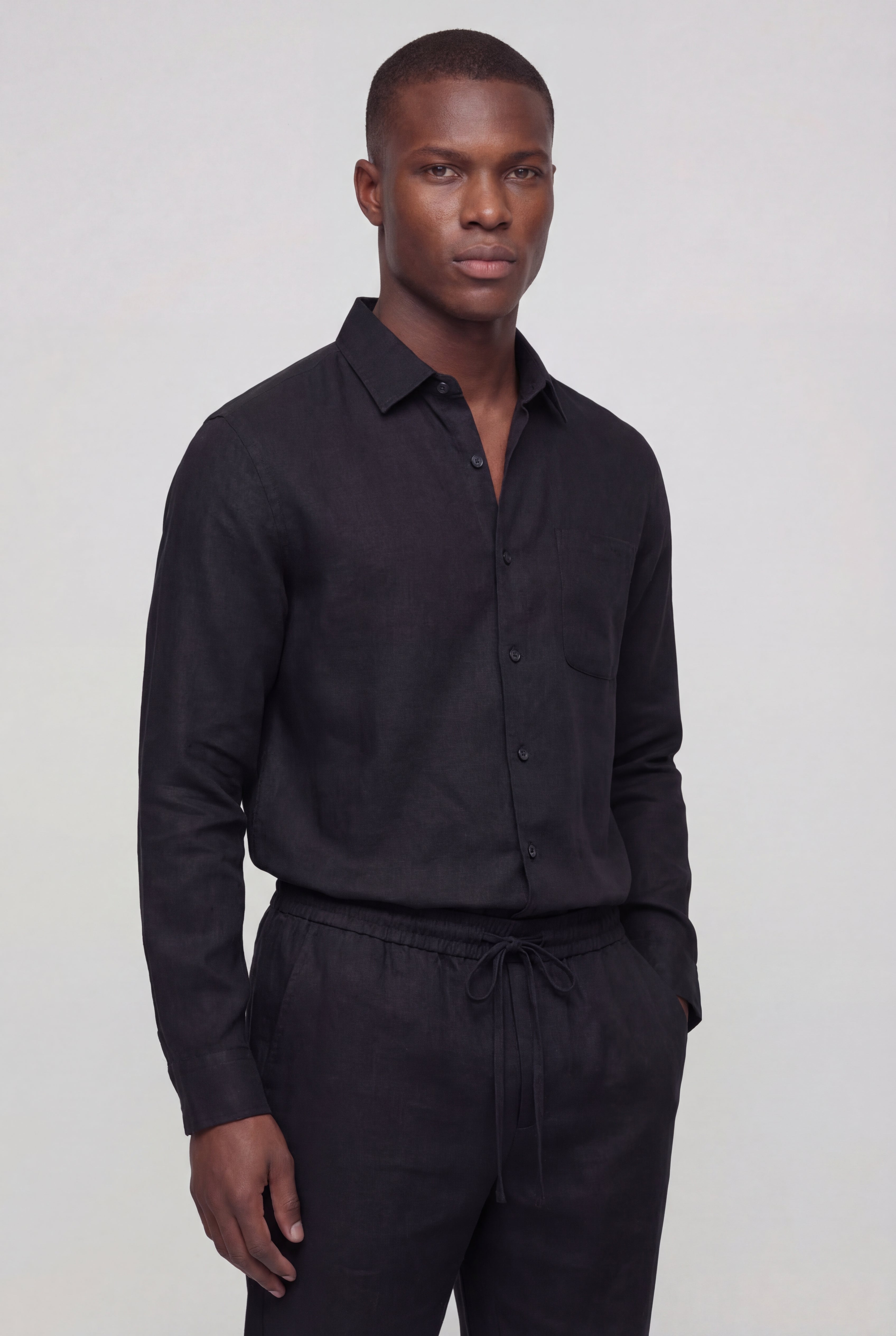 LENTARO LINEN COMBO - BLACK