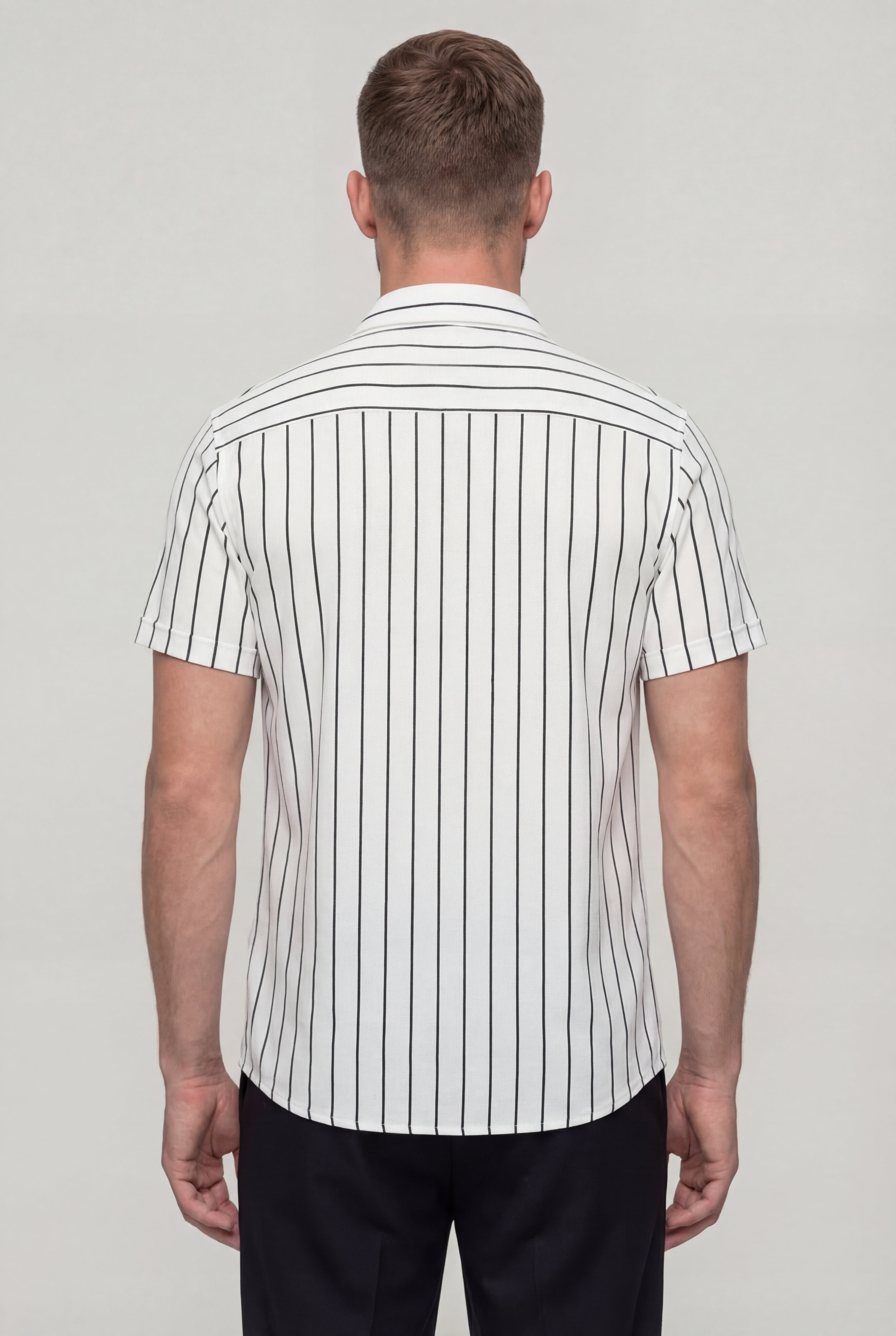 LORVANO SUMMER SHIRT SET – BLACK STRIPED
