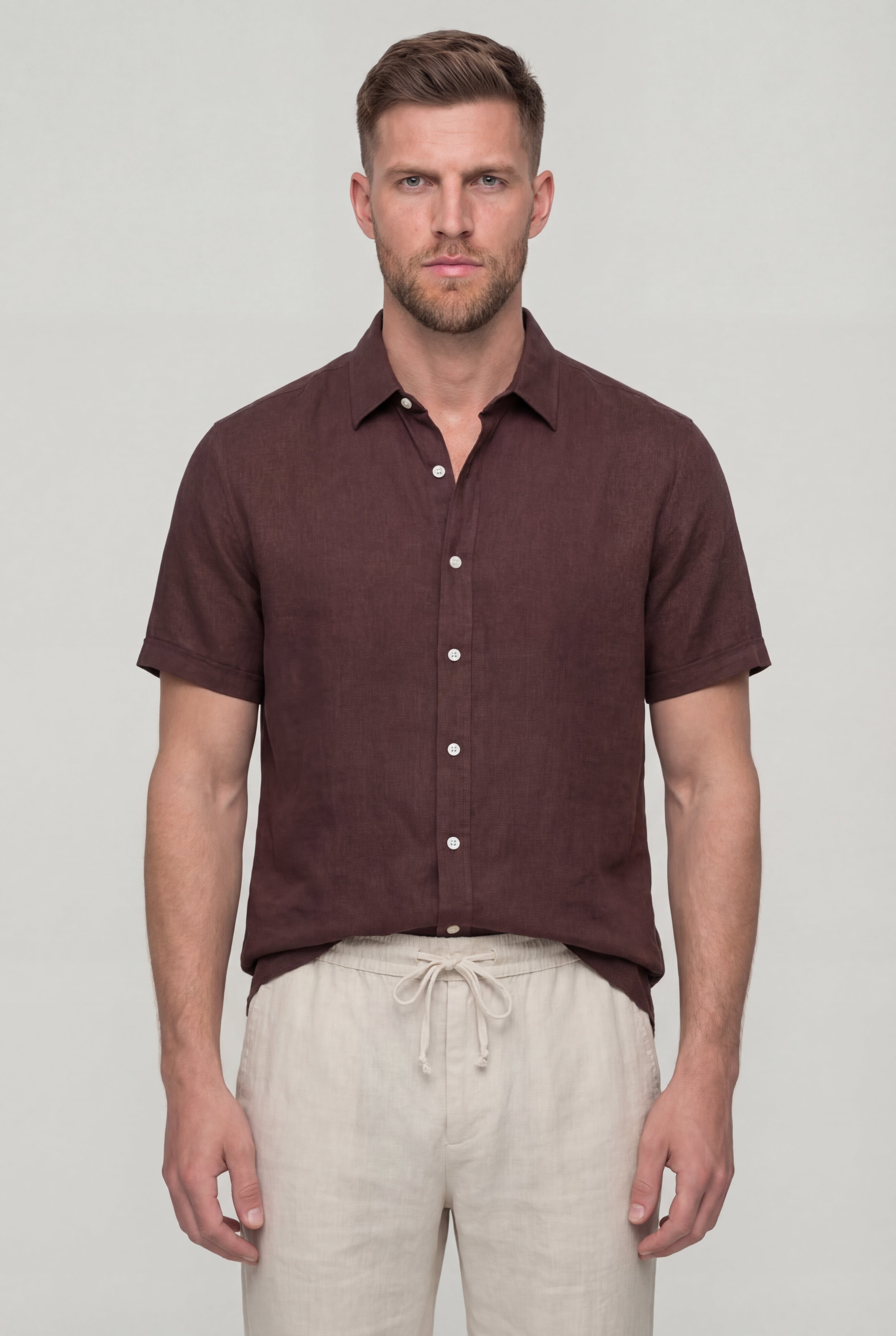 LORVANO SUMMER SHIRT SET – BROWN