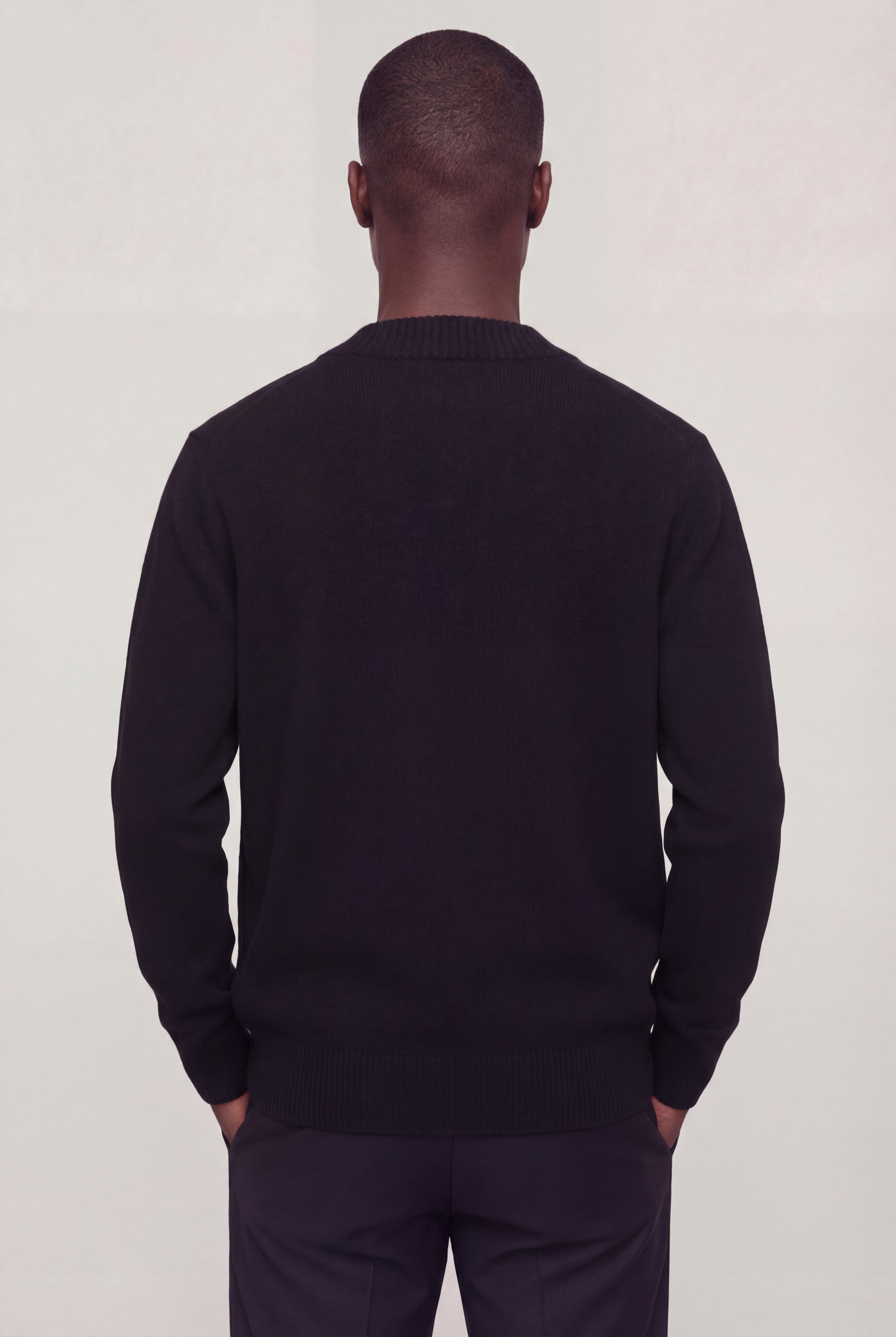 LORVIK WOOL STAND COLLAR CARDIGAN – BLACK
