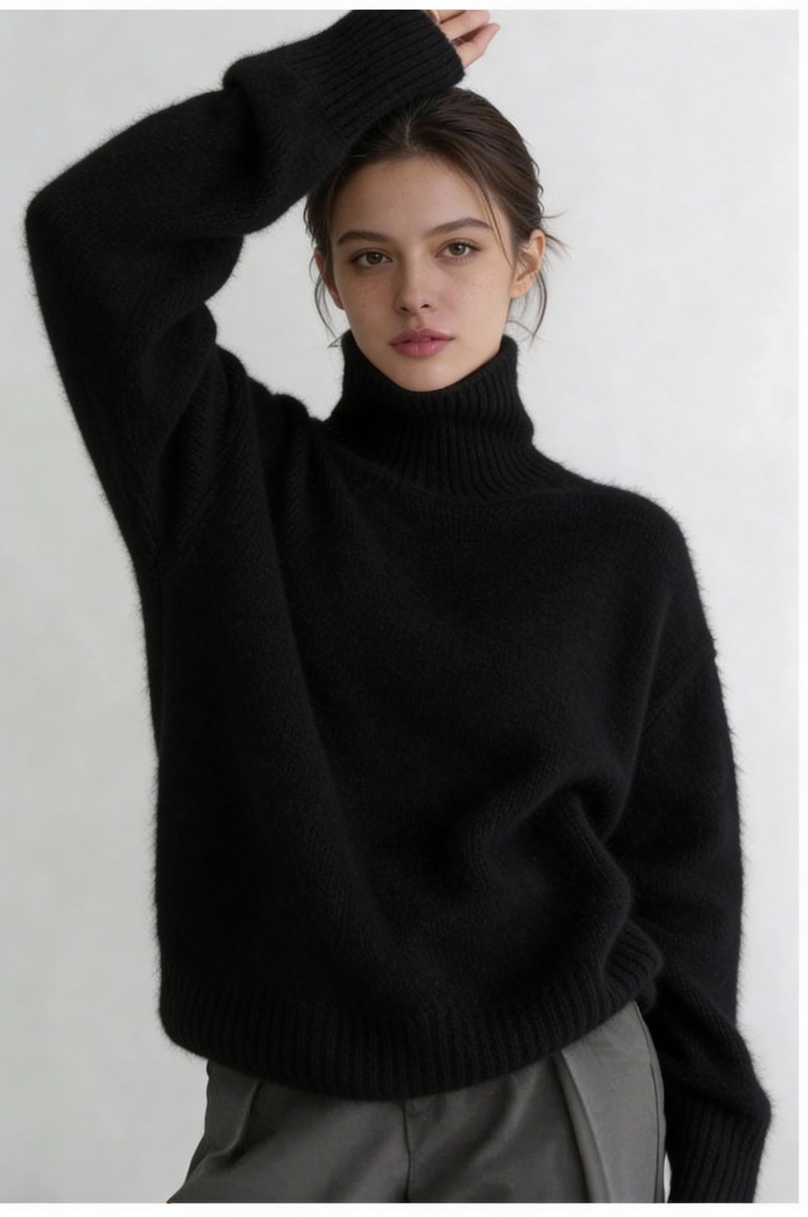 Lynford Oversized Turtleneck Sweater – Black