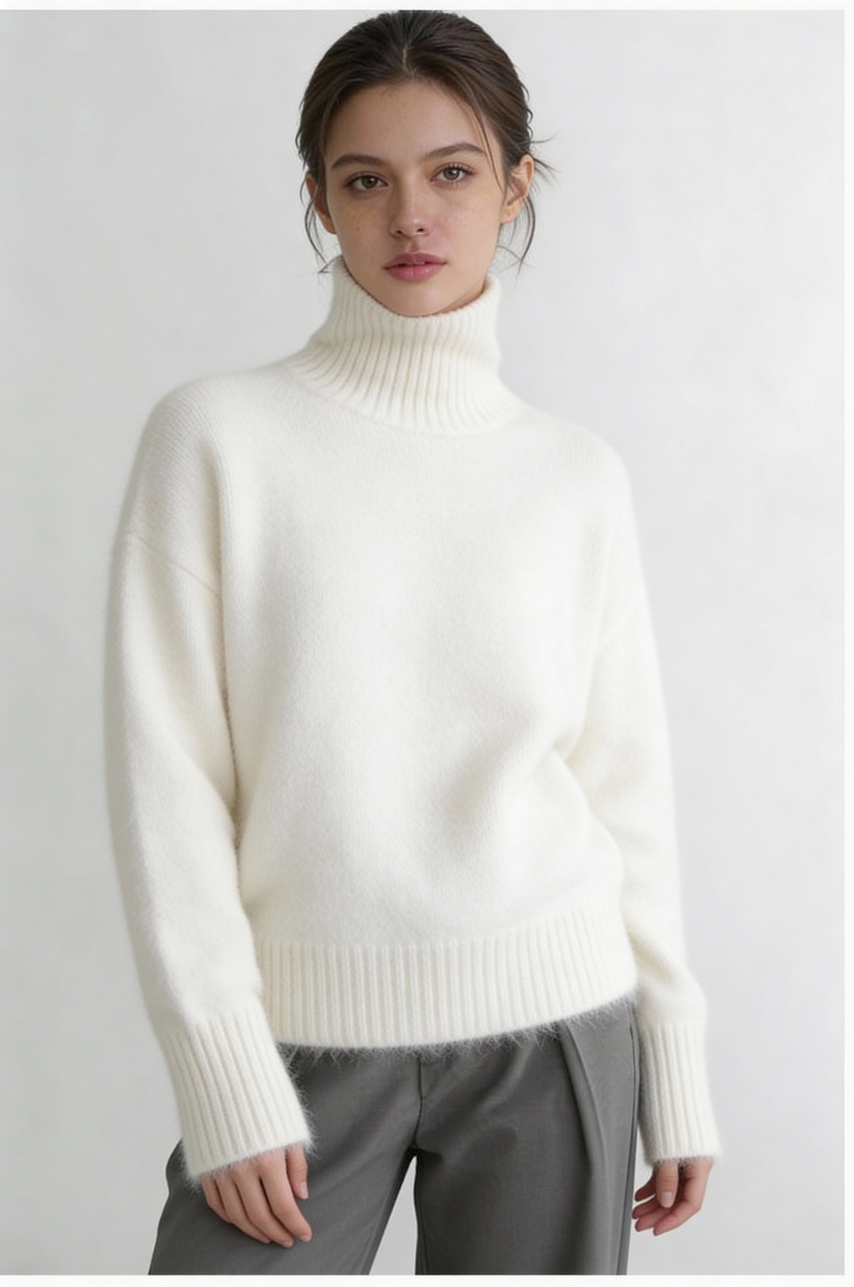 Lynford Oversized Turtleneck Sweater – White