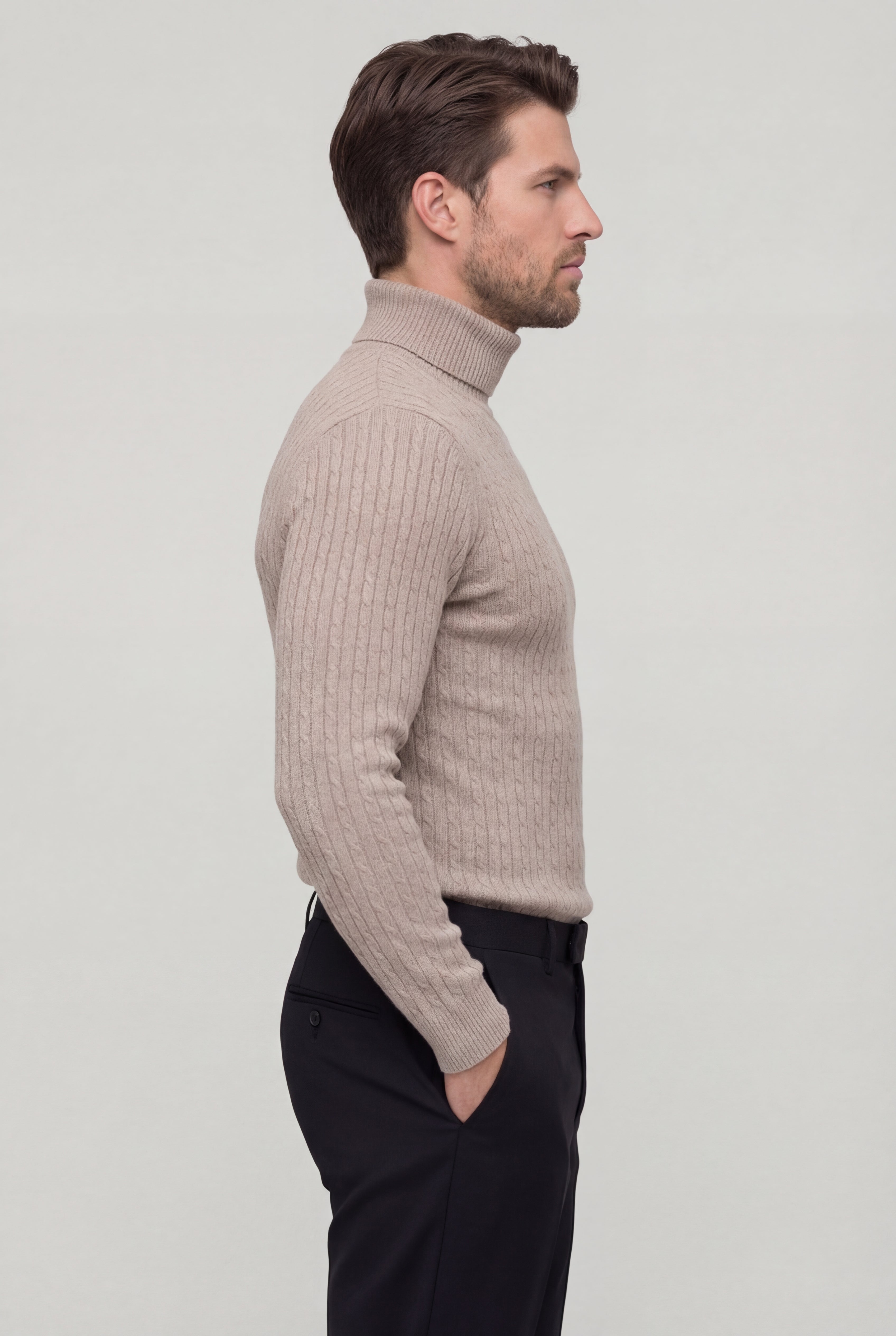 NORELLI CABLE TURTLENECK – BEIGE