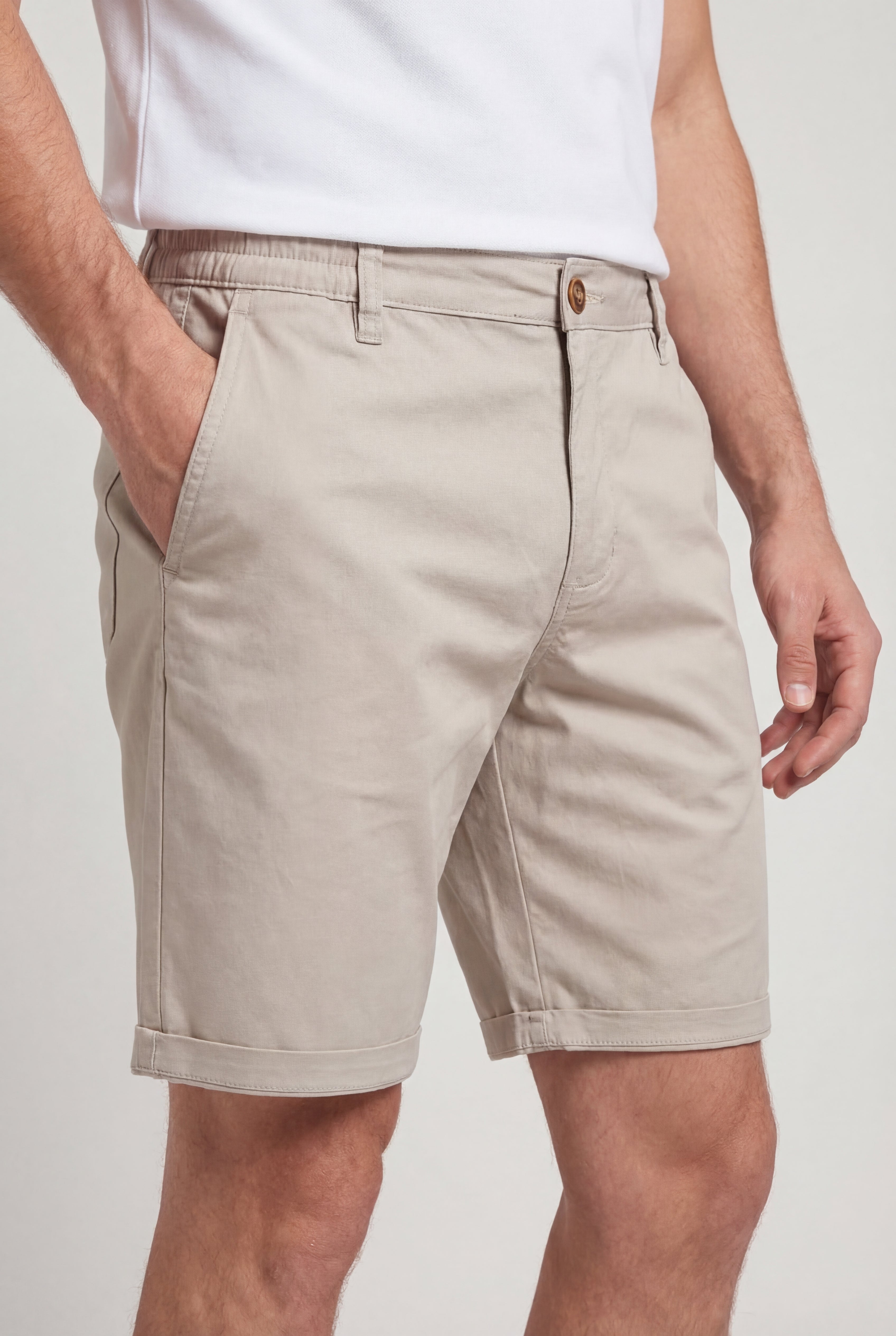 NOVARO COTTON CHINO SHORTS – BEIGE