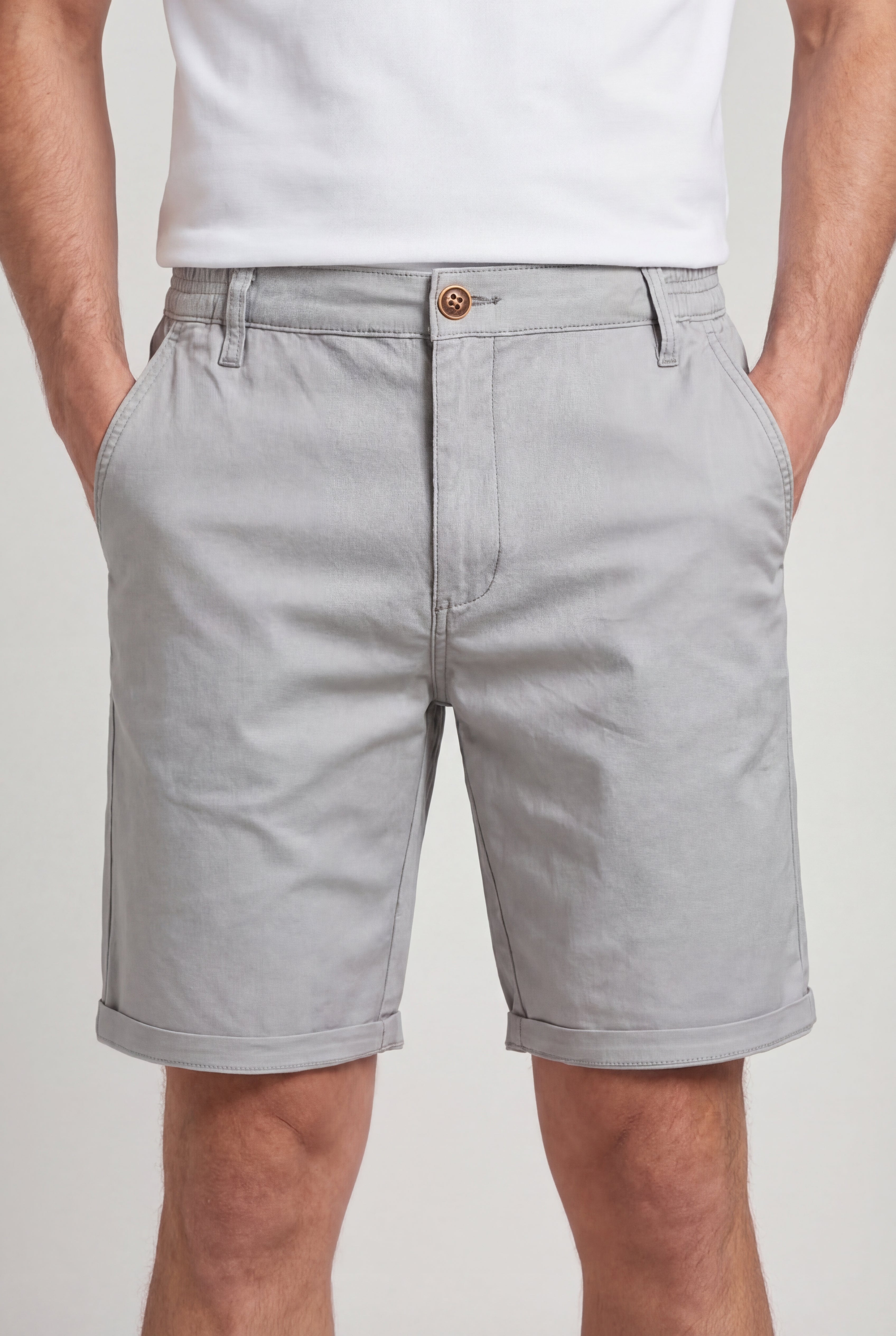 NOVARO COTTON CHINO SHORTS – GRAY