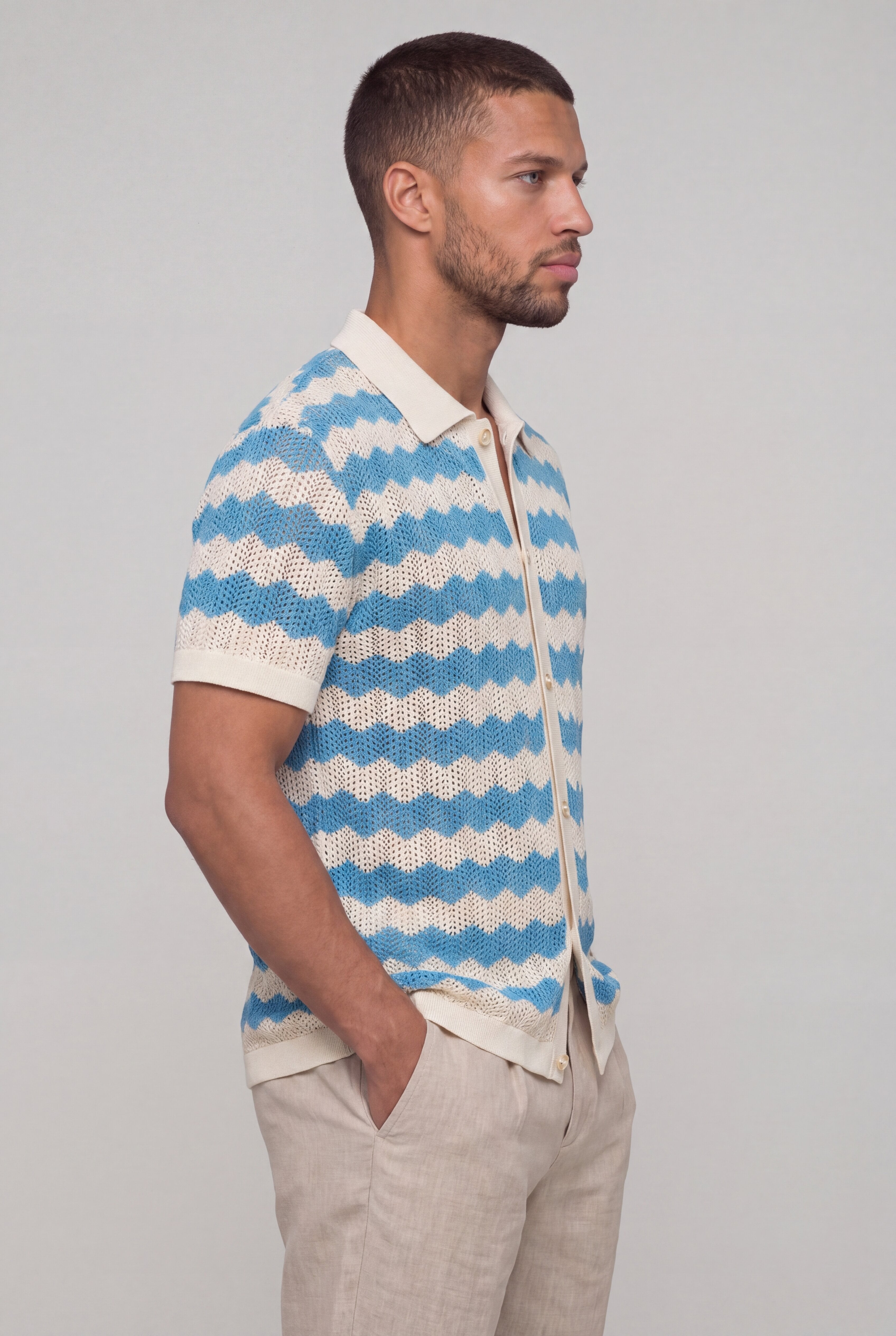 ORLAVEN KNIT POLO SHIRT – BLUE