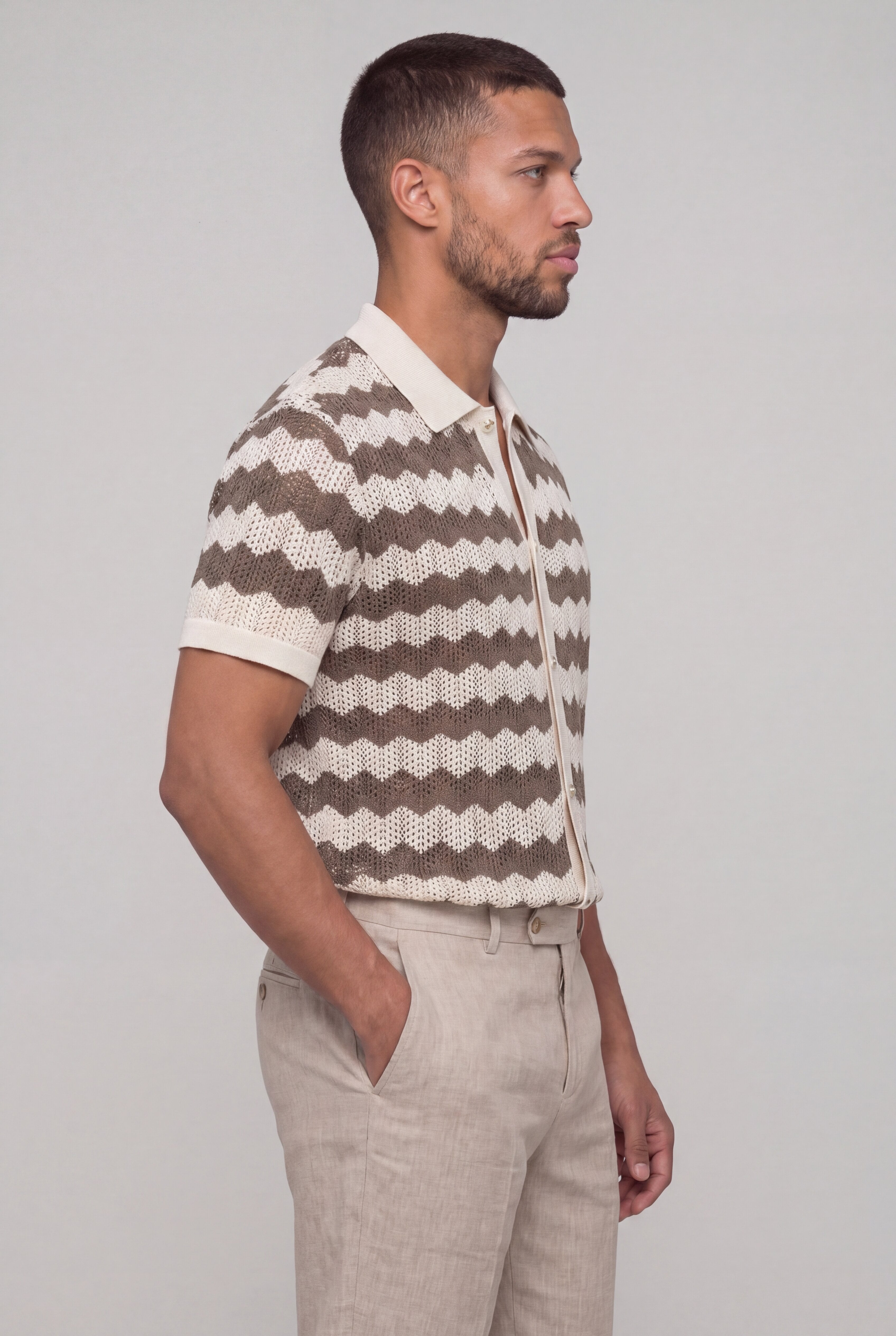 ORLAVEN KNIT POLO SHIRT – BROWN