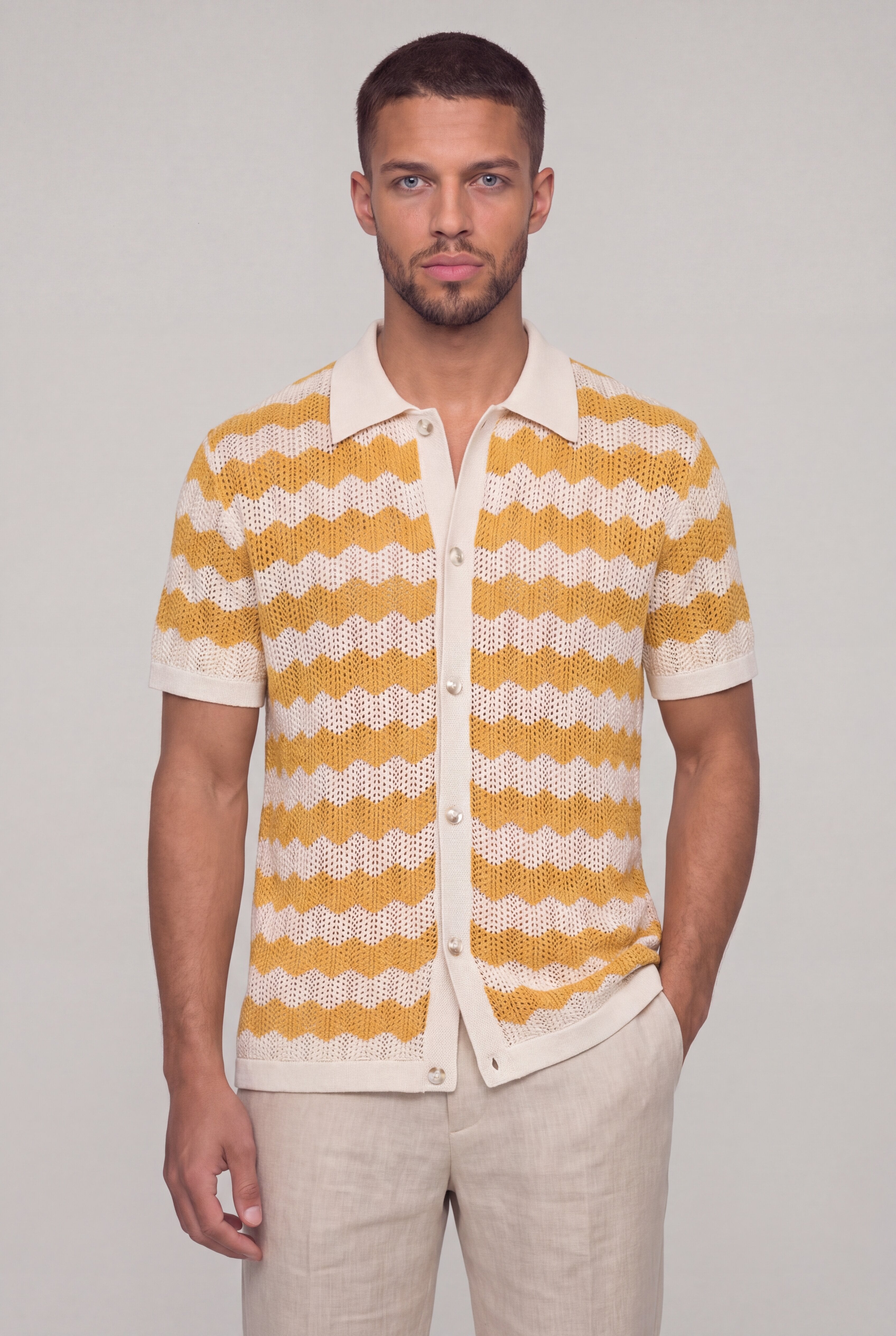 ORLAVEN KNIT POLO SHIRT – YELLOW