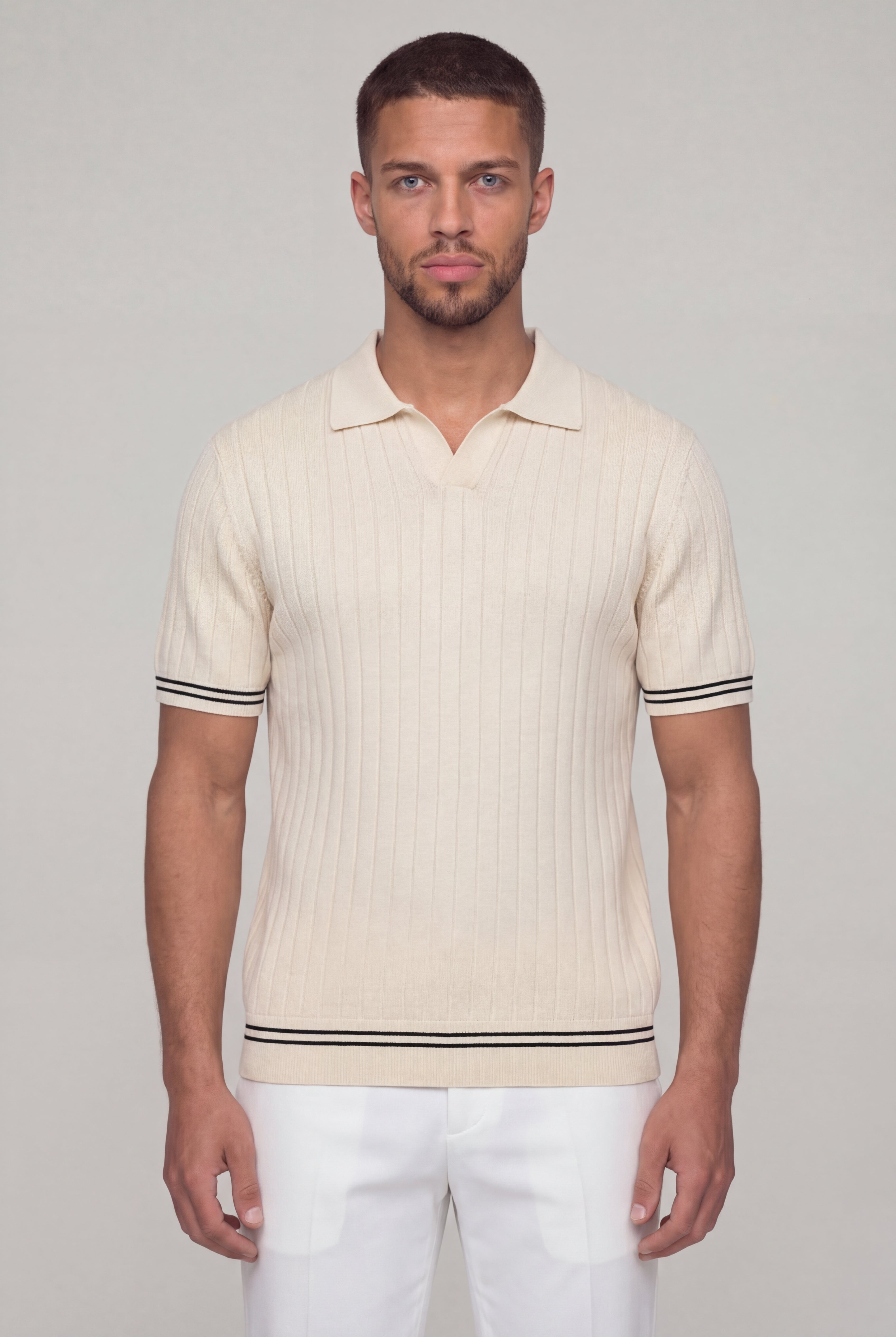 ORVAYNE KNIT POLO SHIRT – BEIGE