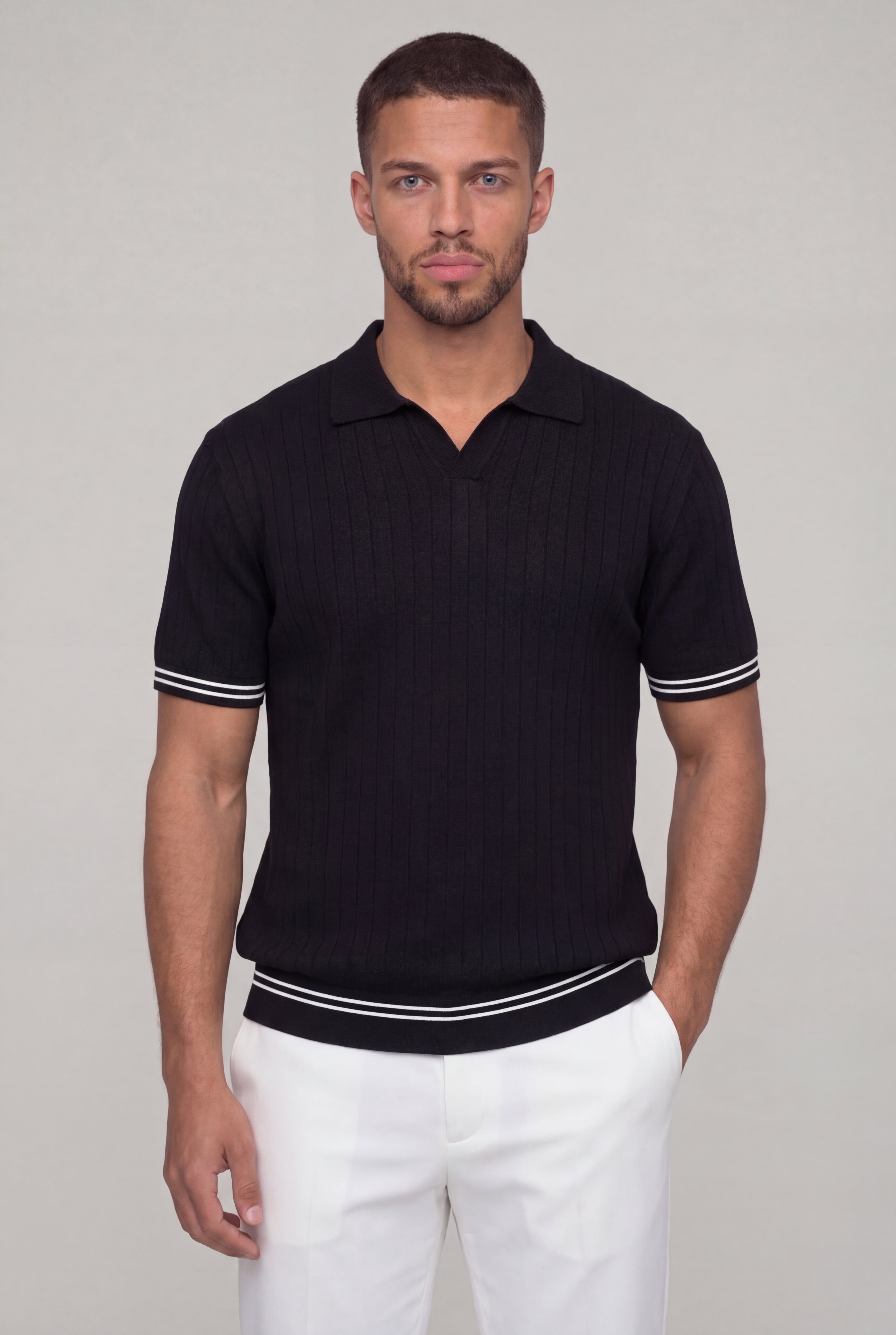 ORVAYNE KNIT POLO SHIRT – BLACK