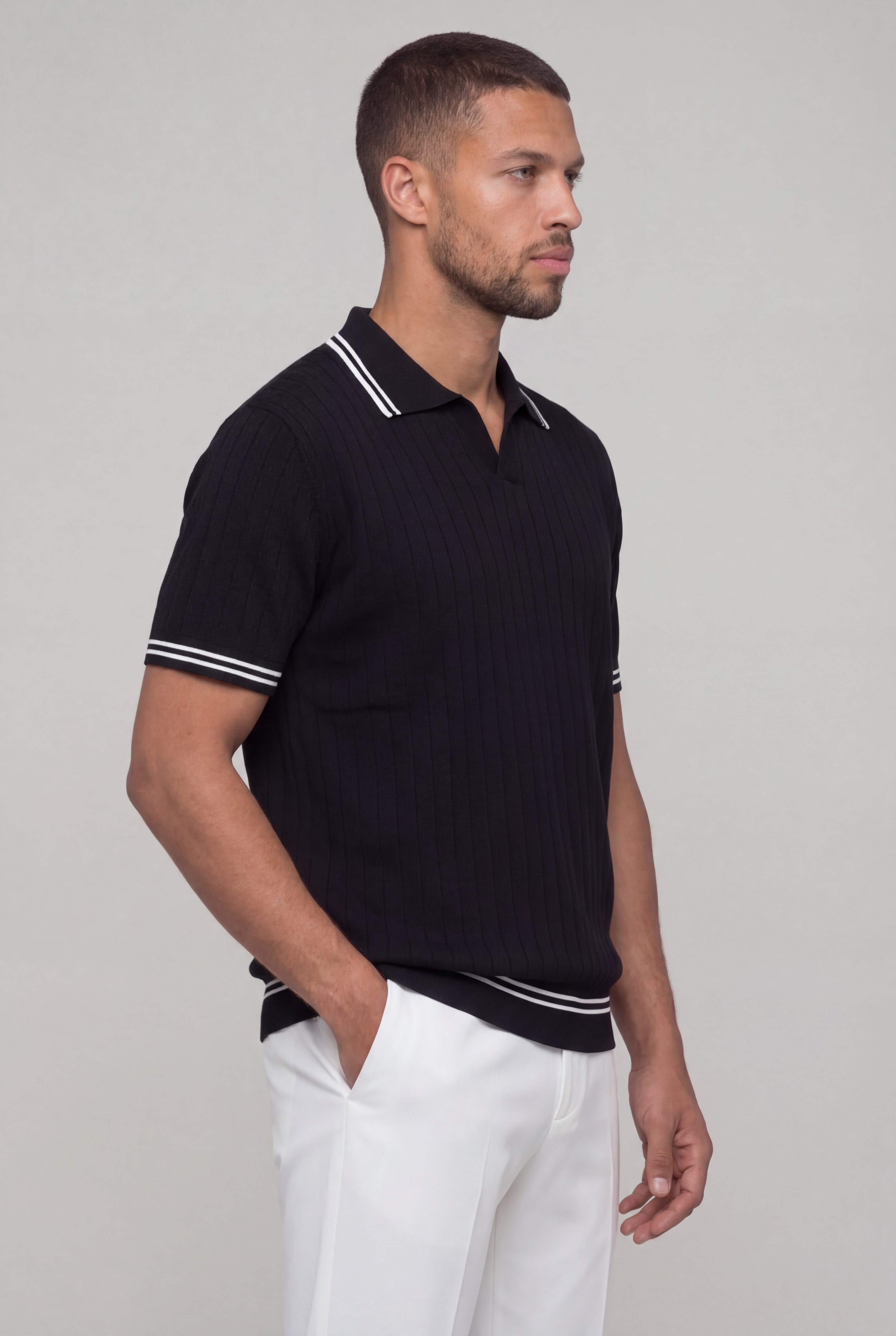 ORVAYNE KNIT POLO SHIRT – BLACK