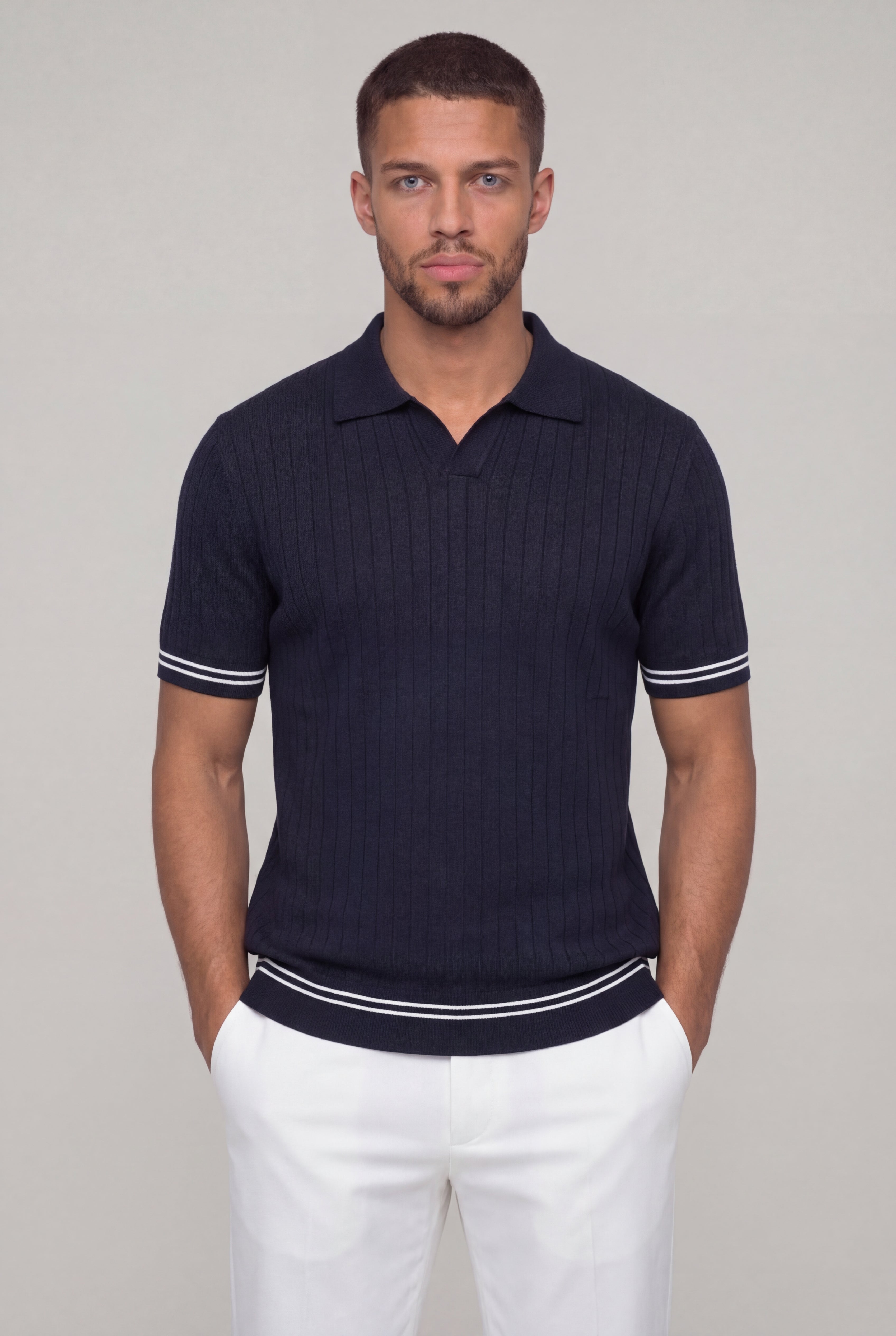 ORVAYNE KNIT POLO SHIRT – NAVY
