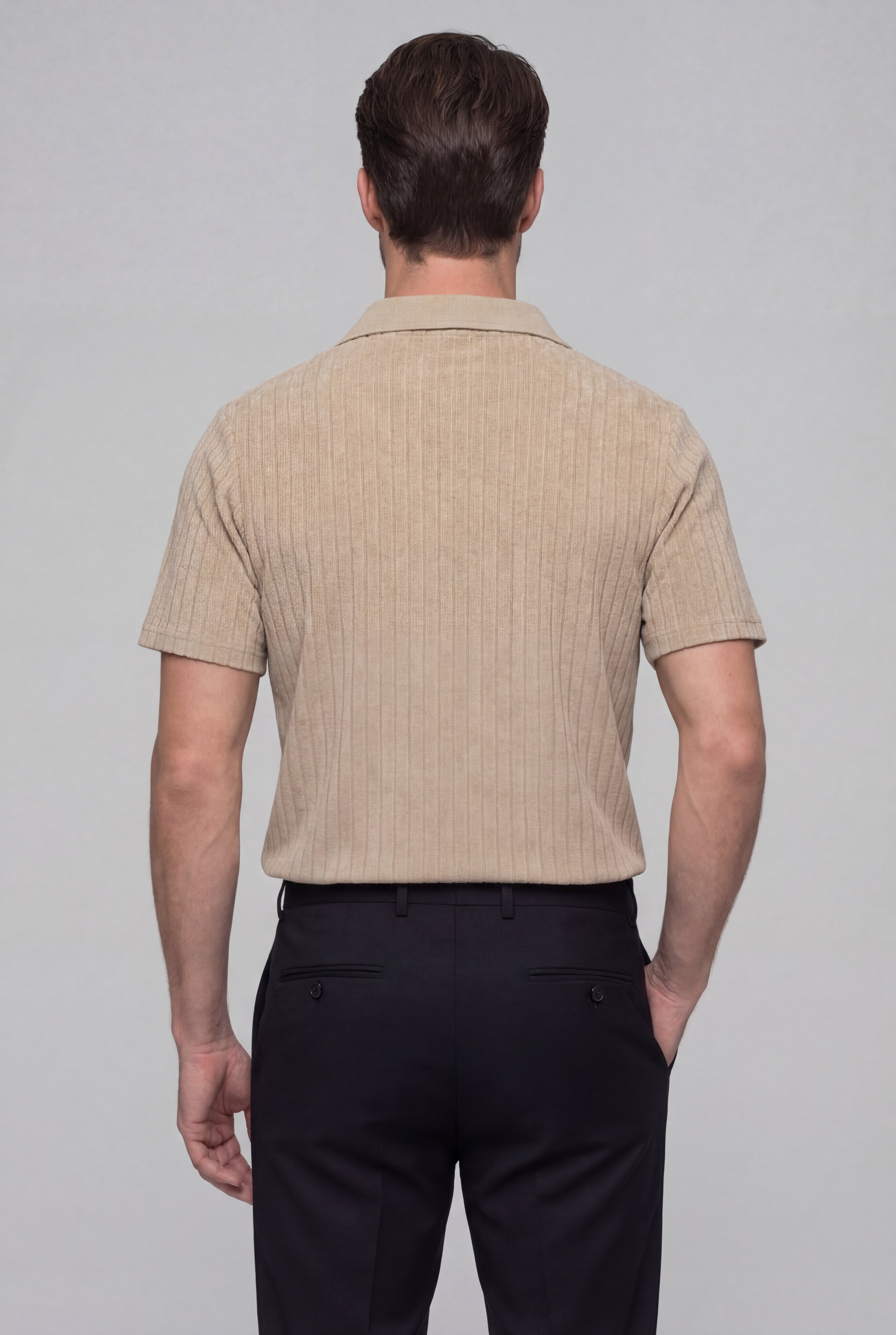 ORVELL STRIPED POLO SHIRT – KHAKI