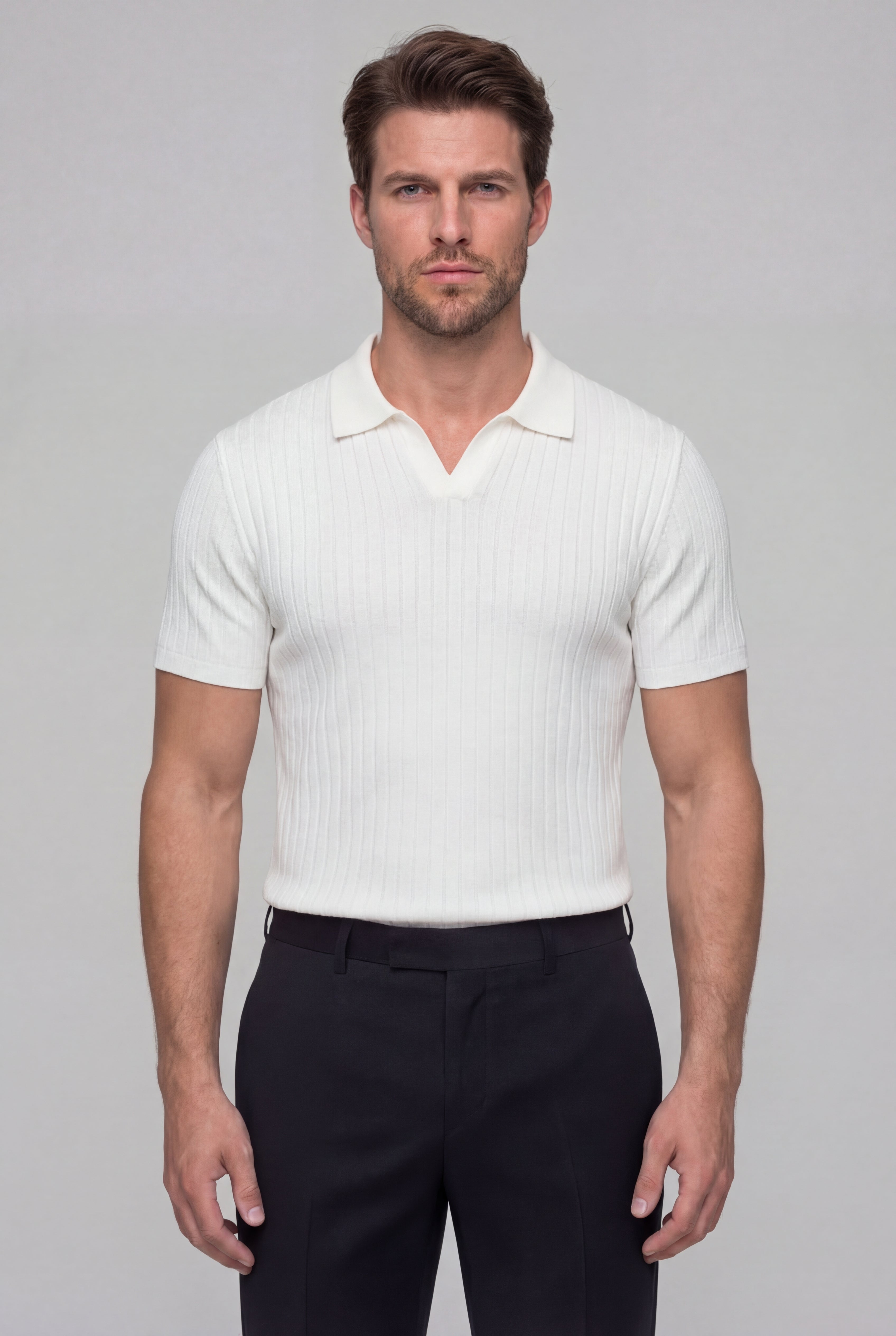 ORVELL STRIPED POLO SHIRT – WHITE