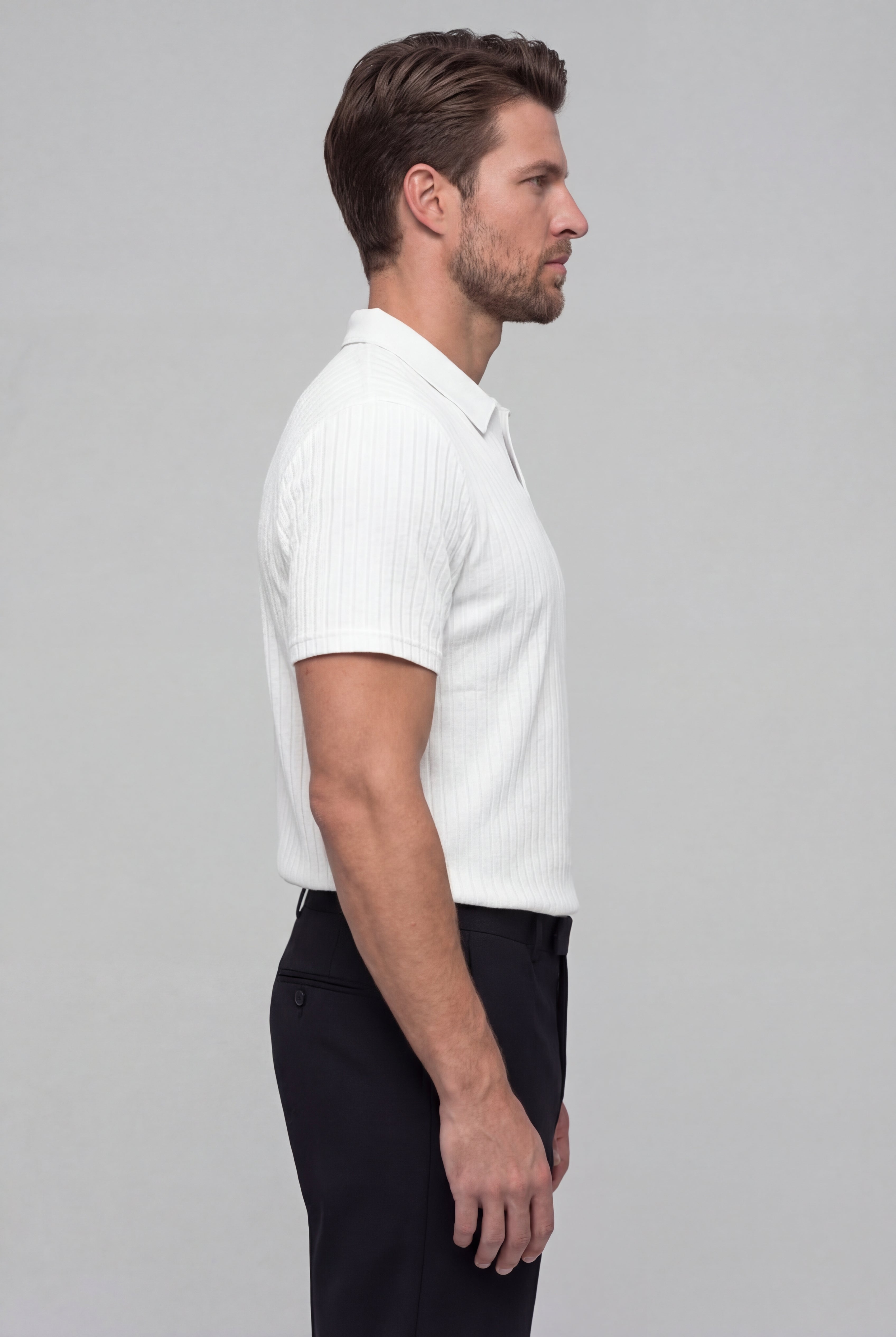 ORVELL STRIPED POLO SHIRT – WHITE