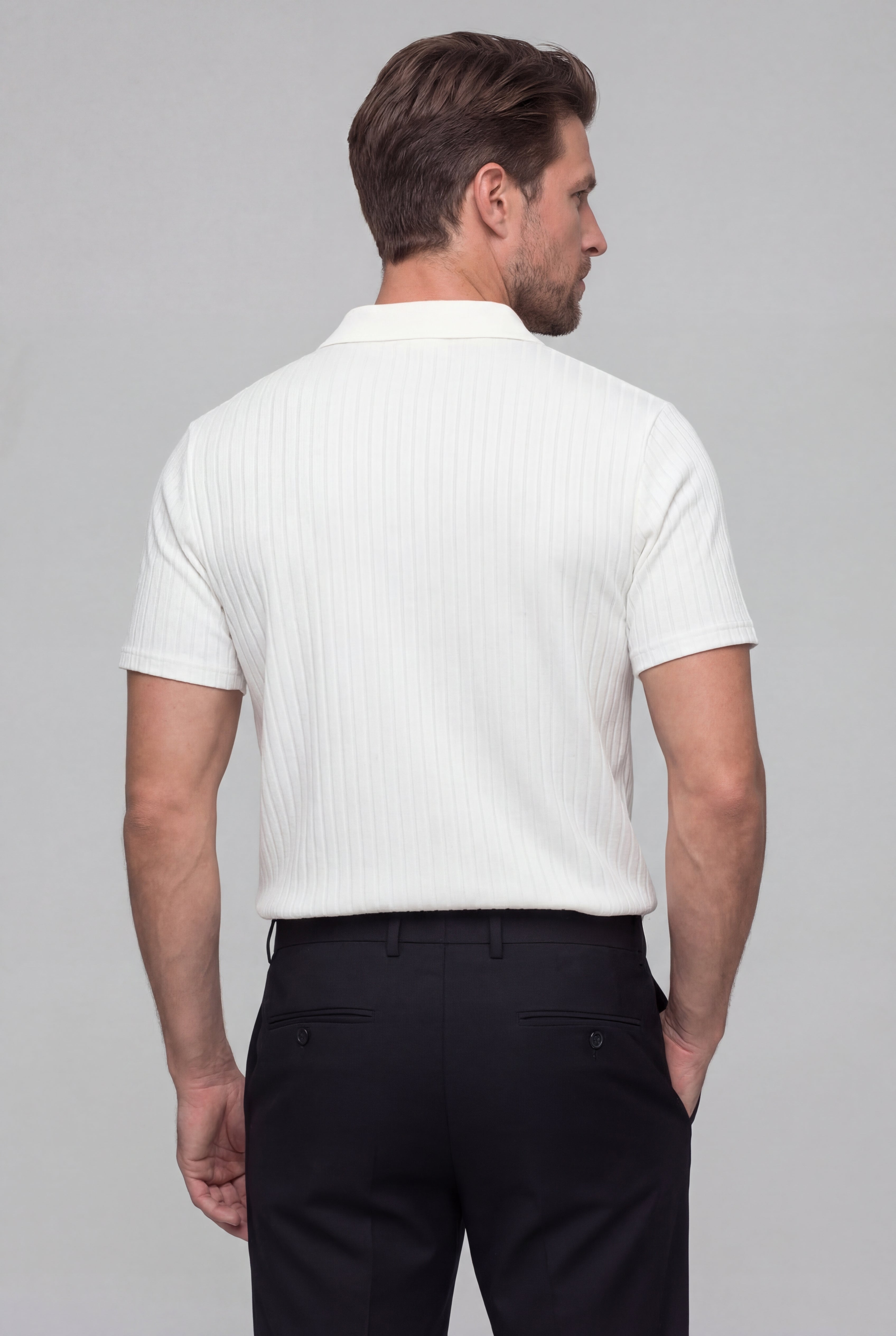 ORVELL STRIPED POLO SHIRT – WHITE