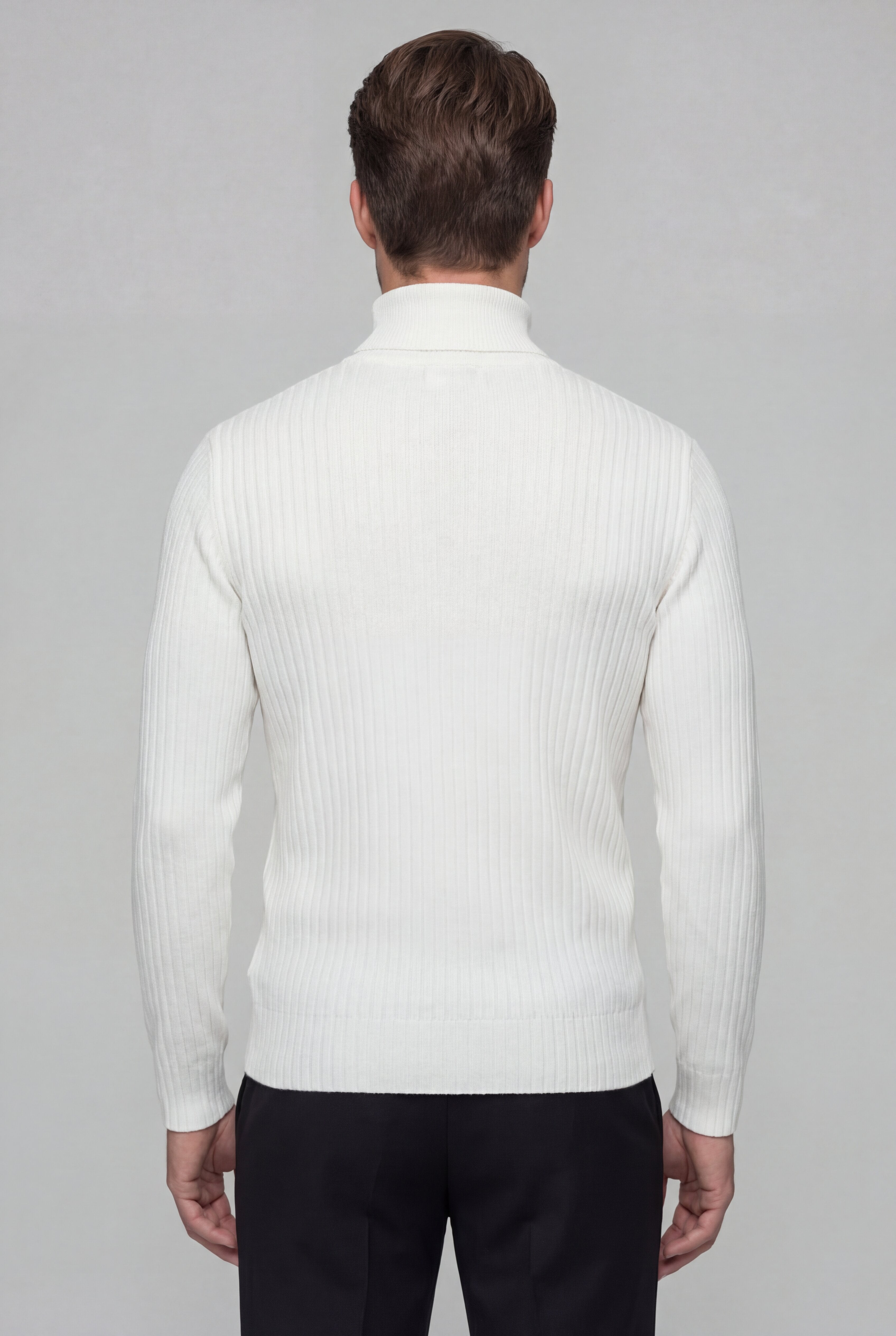 PRESCOT RIBBED TURTLENECK SWEATER – WHITE