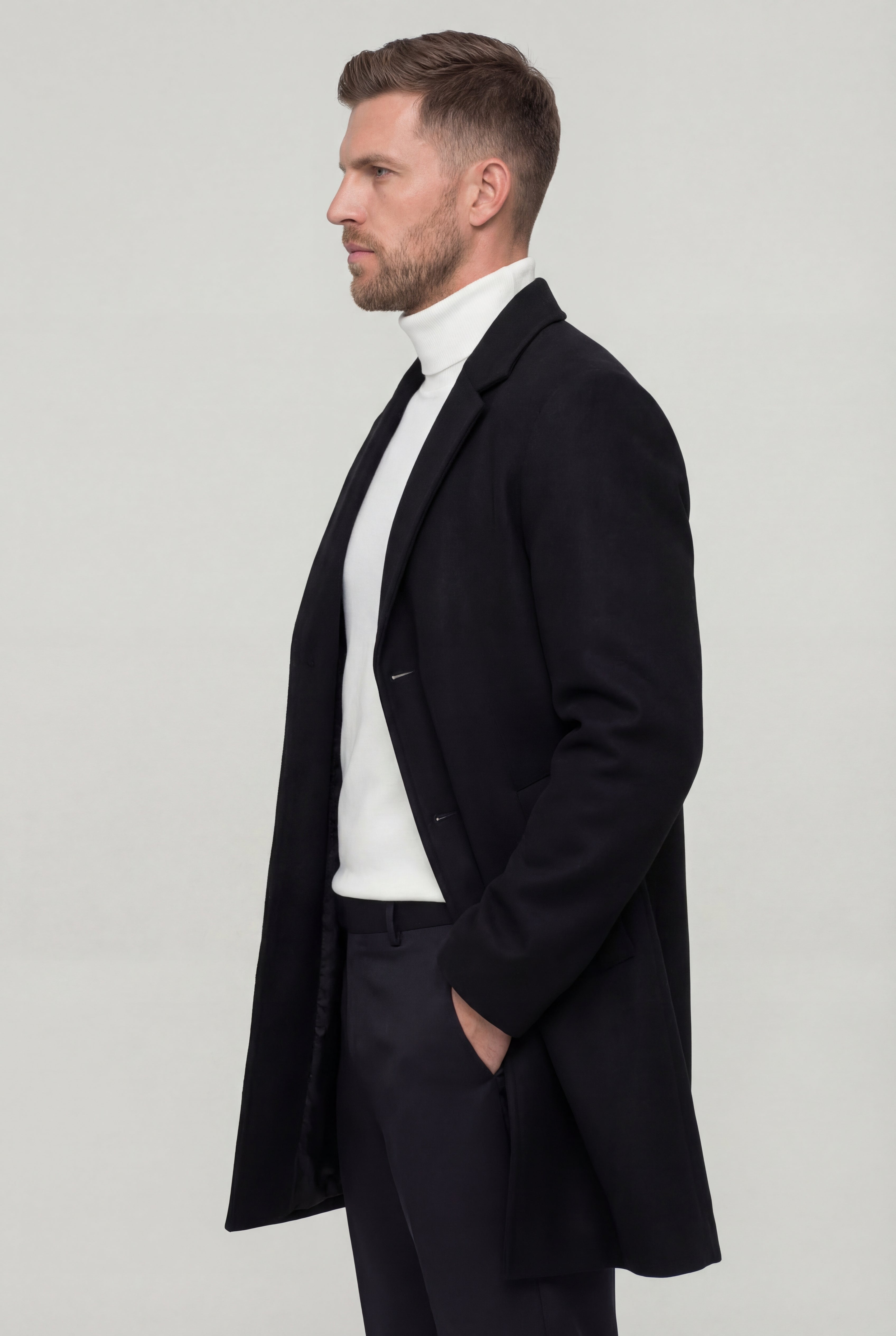 RAVENTON WOOL-BLEND COAT - BLACK