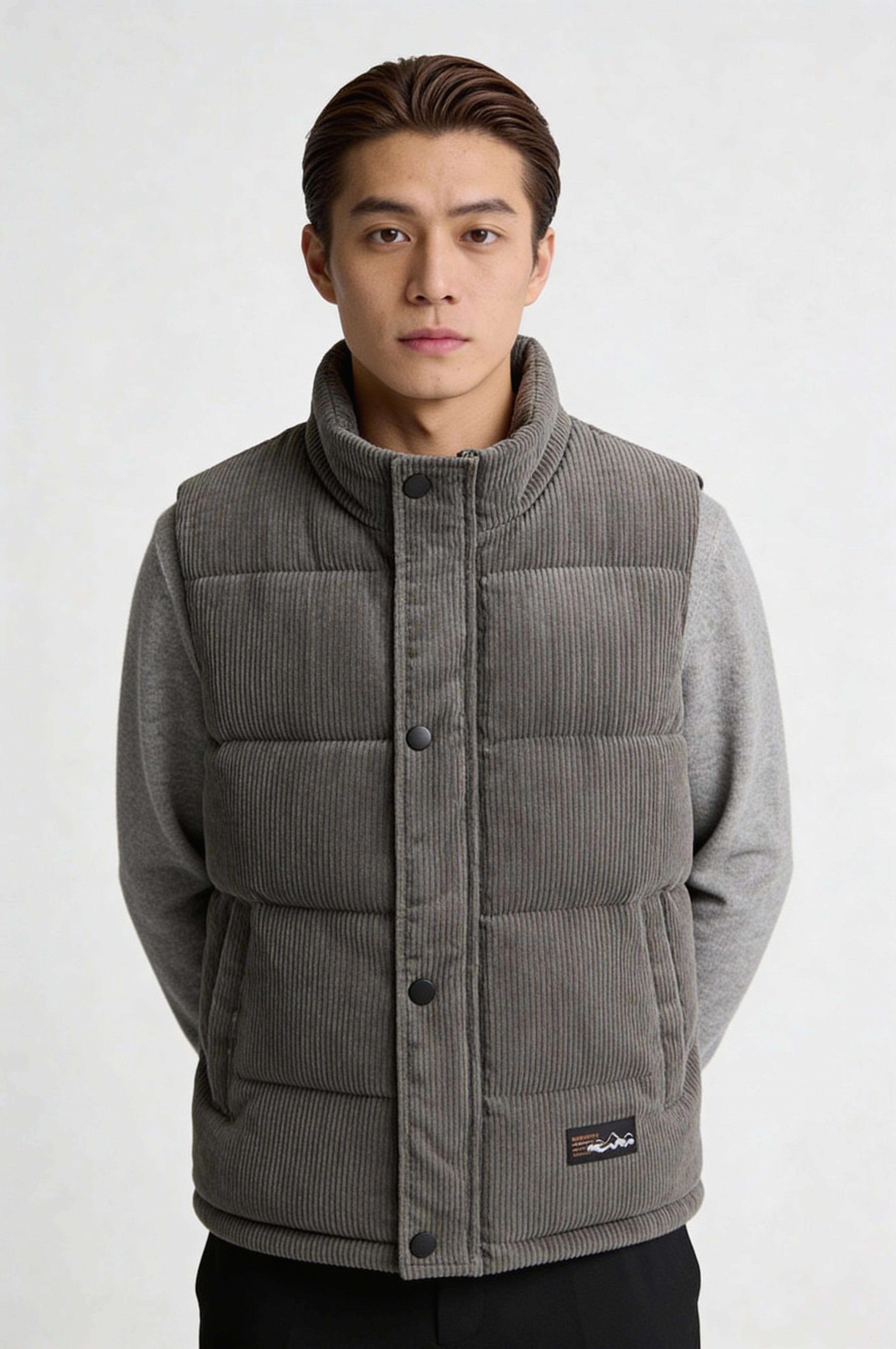 RAVION CORD PUFFER VEST – GRAY